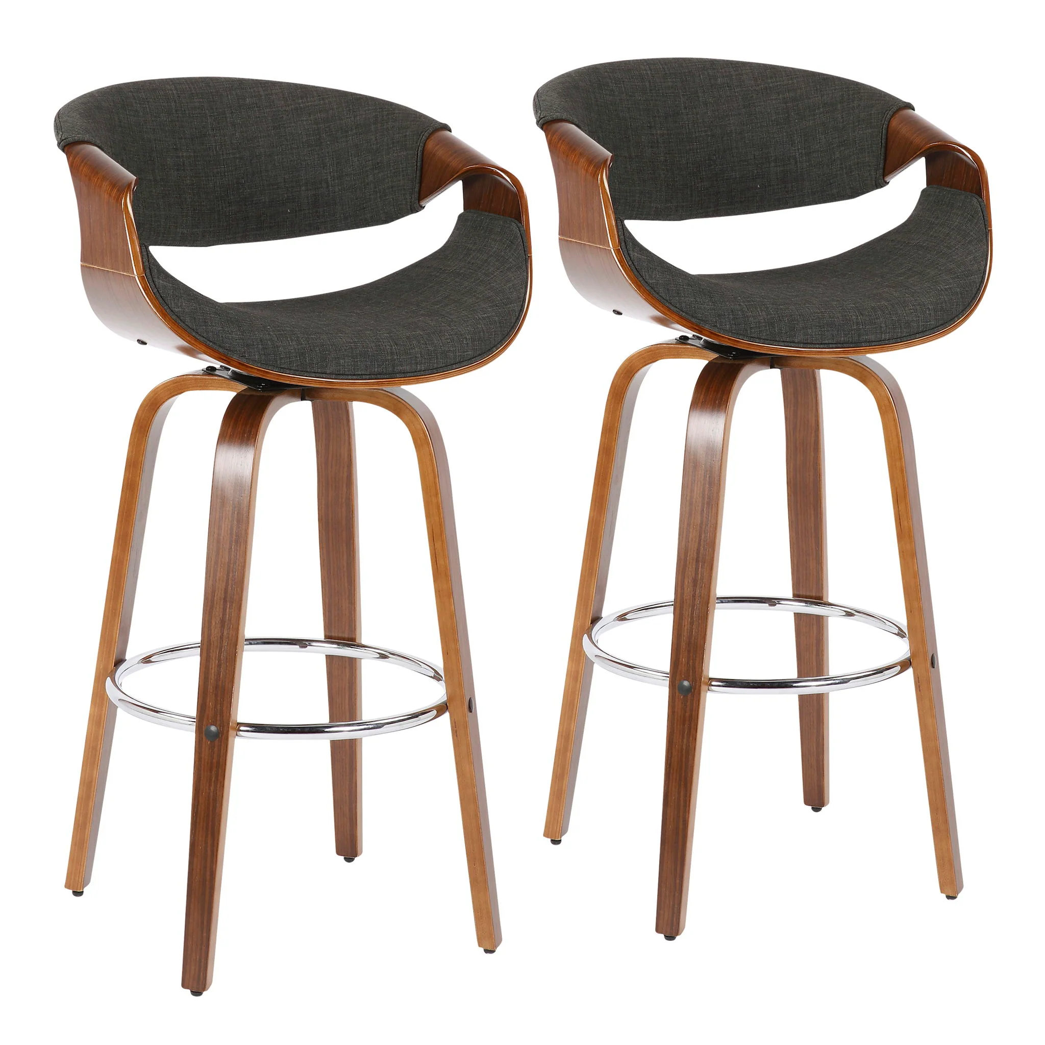 Curvini Mid - Century Modern Fixed Height Barstool With Swivel (Set of 2) - Image 2