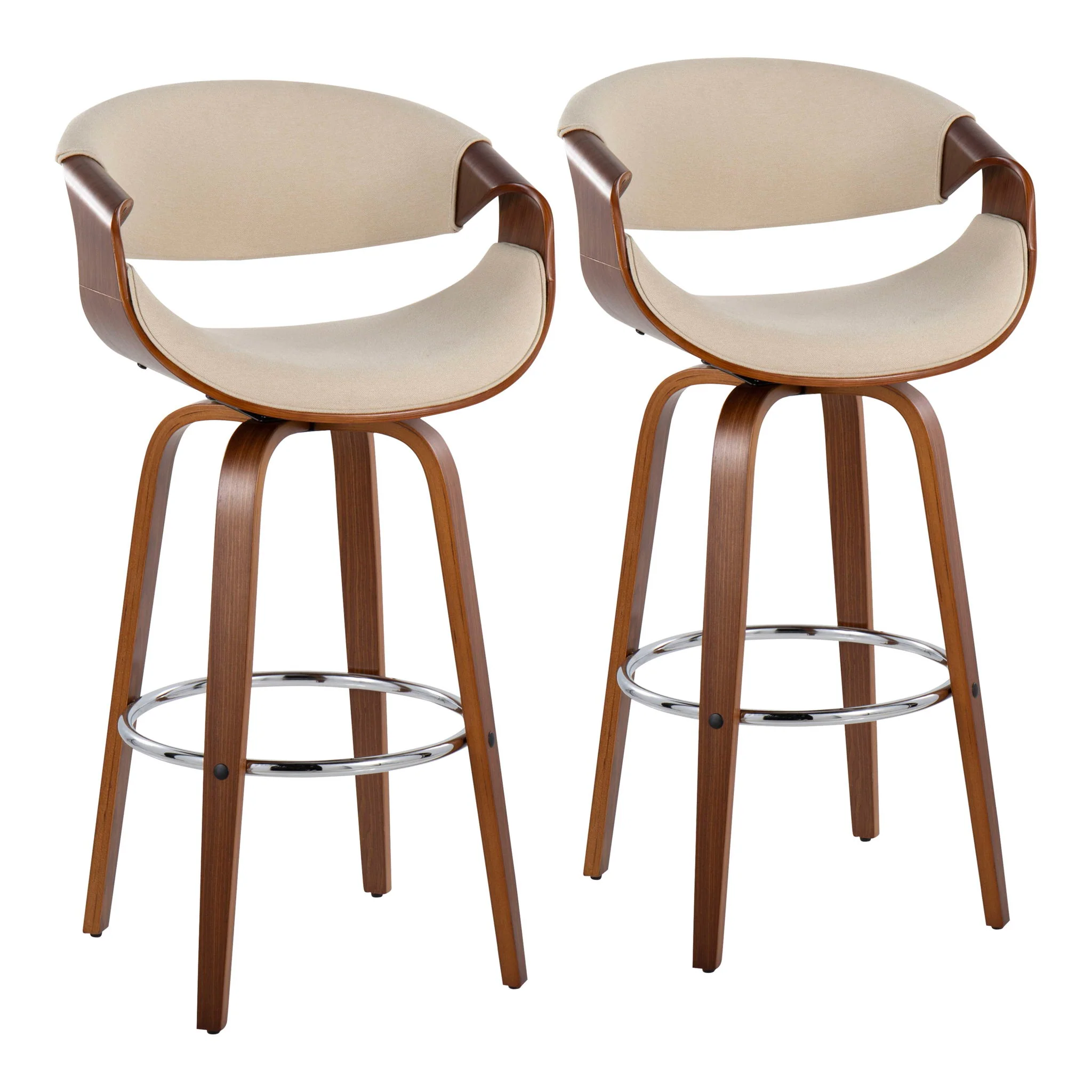 Curvini Mid - Century Modern Fixed Height Barstool With Swivel (Set of 2) - Image 3
