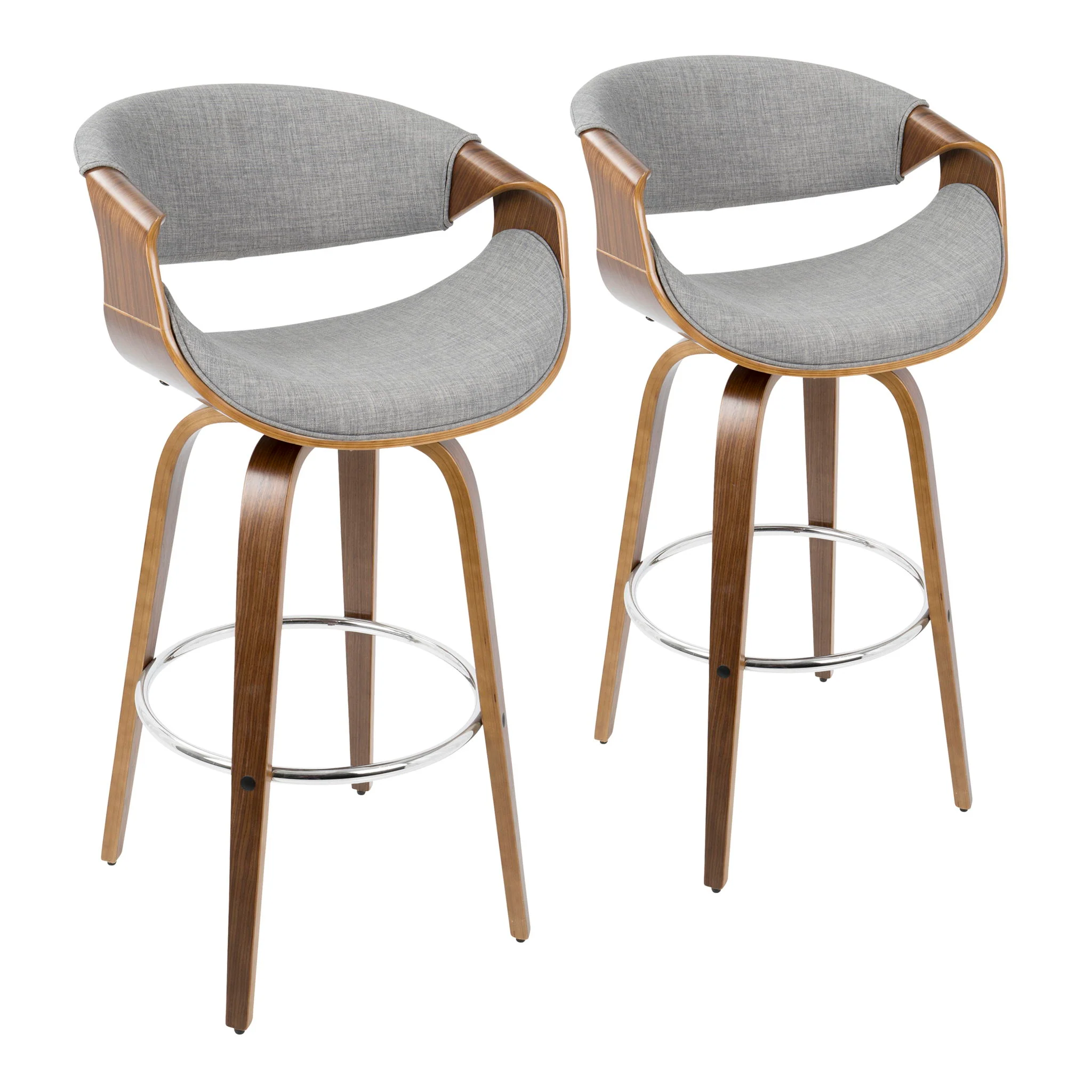 Curvini Mid - Century Modern Fixed Height Barstool With Swivel (Set of 2) - Image 4