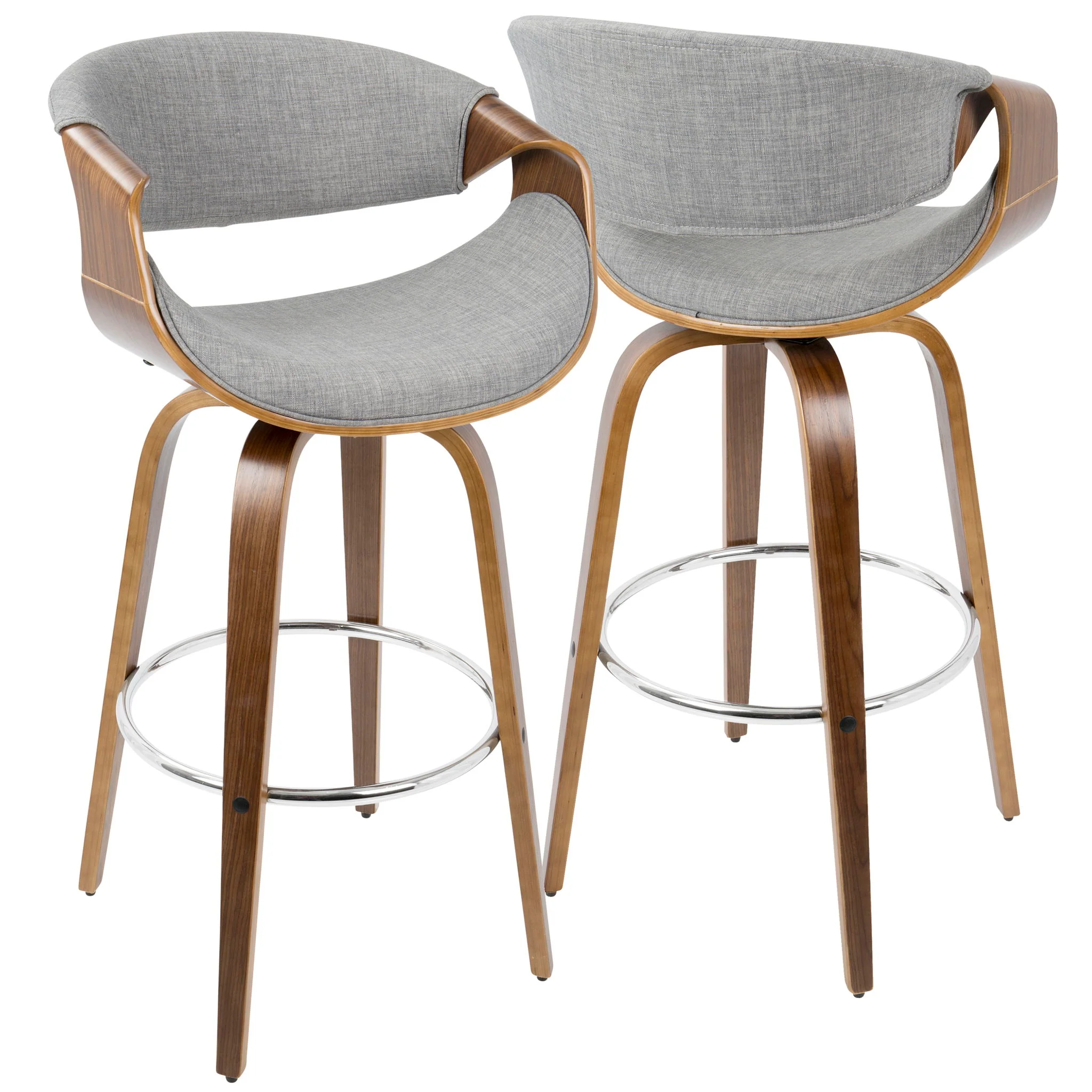 Curvini Mid - Century Modern Fixed Height Barstool With Swivel (Set of 2) - Image 7