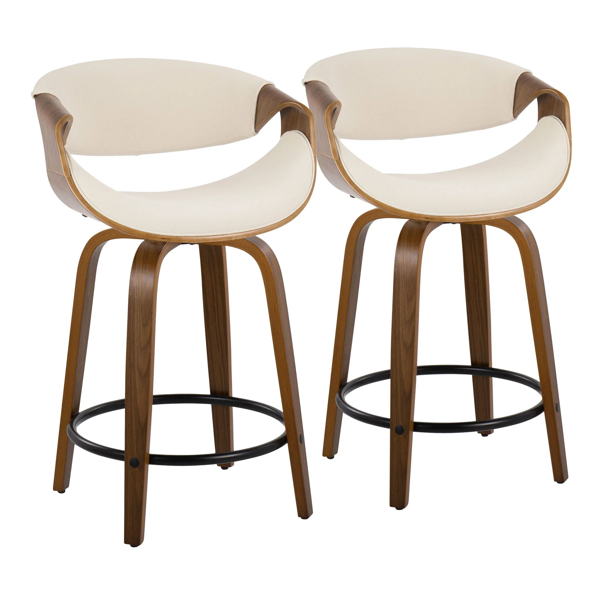 Curvini Mid - Century Modern Fixed Height Counter Stool With Swivel (Set of 2) - Image 2