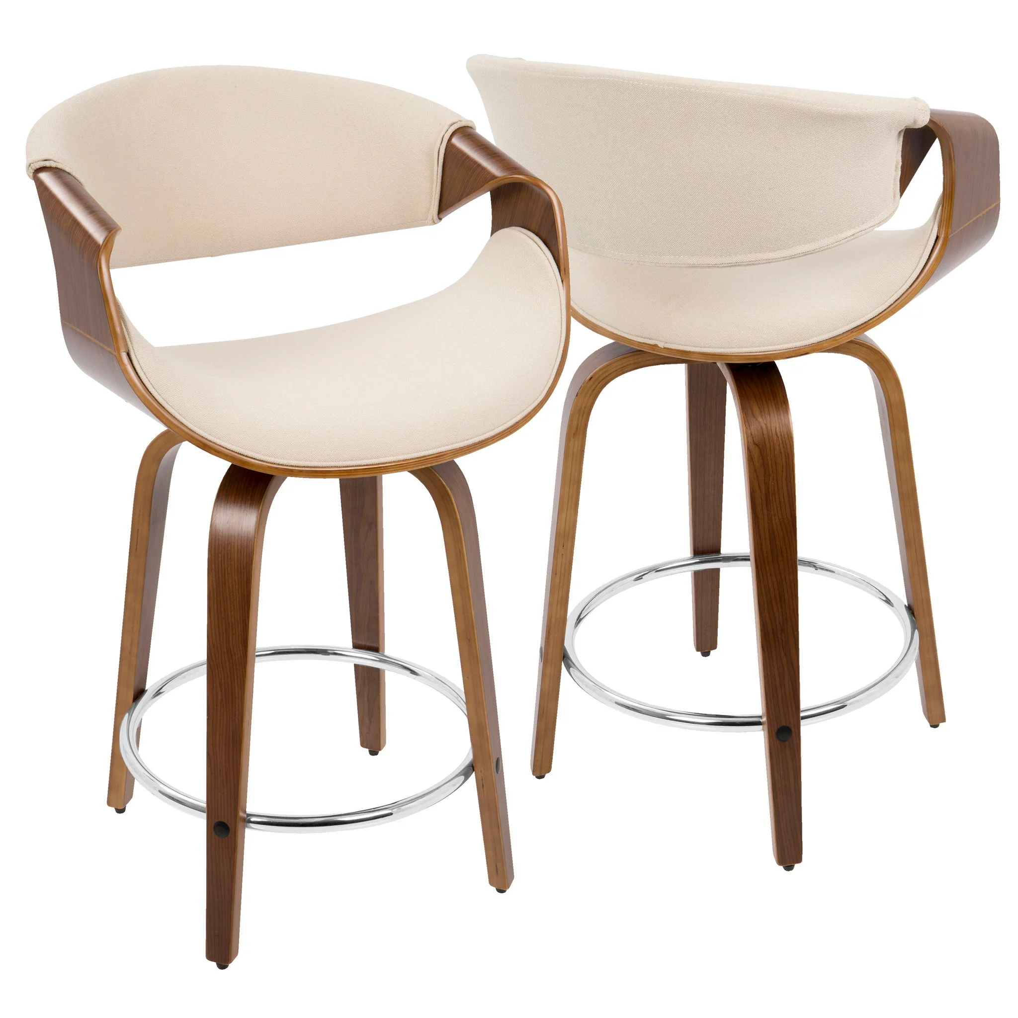 Curvini Mid - Century Modern Fixed Height Counter Stool With Swivel (Set of 2) - Image 4