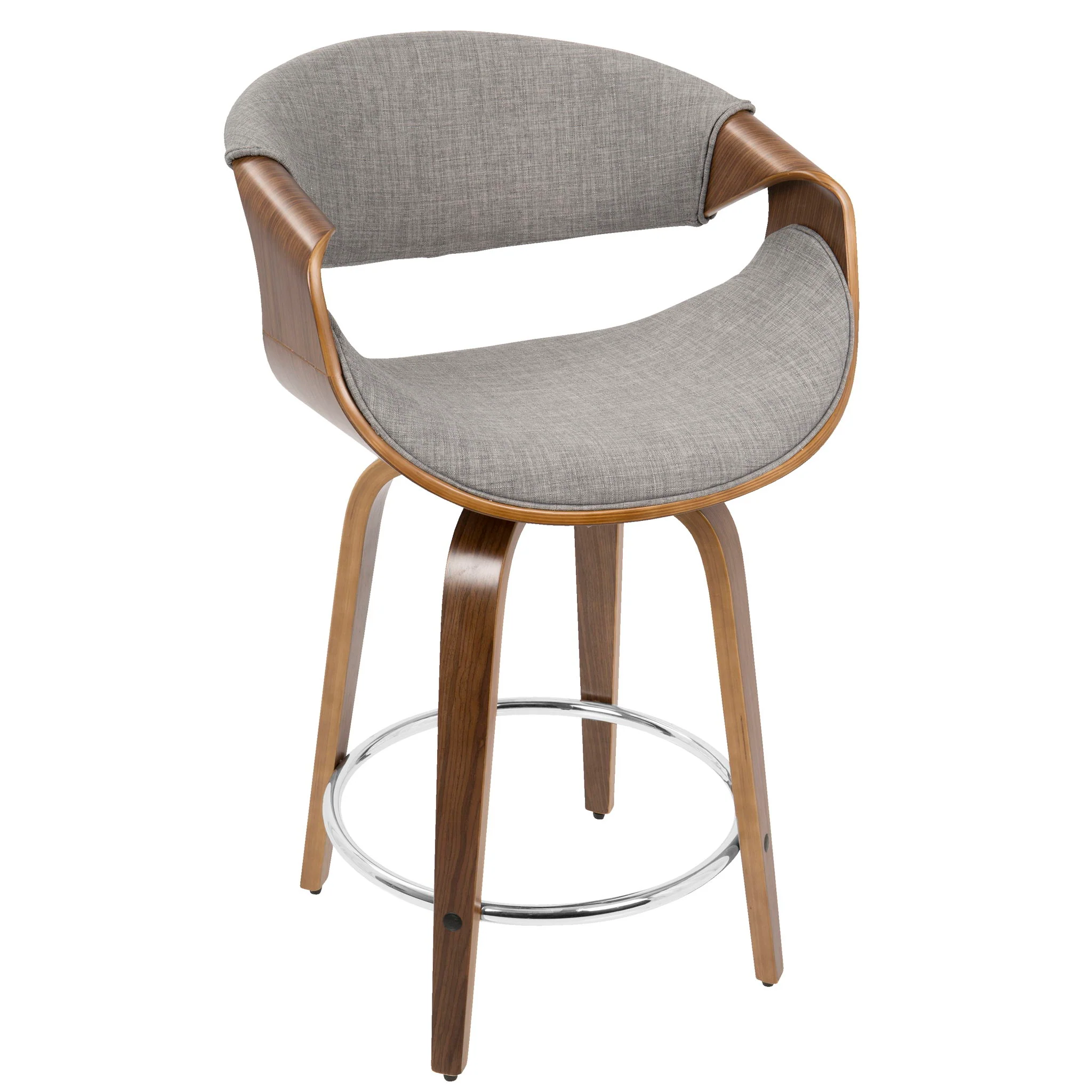 Curvini - Mid-Century Modern Fixed Height Counter Stool With Swivel (Set of 2) - Gray - Image 4