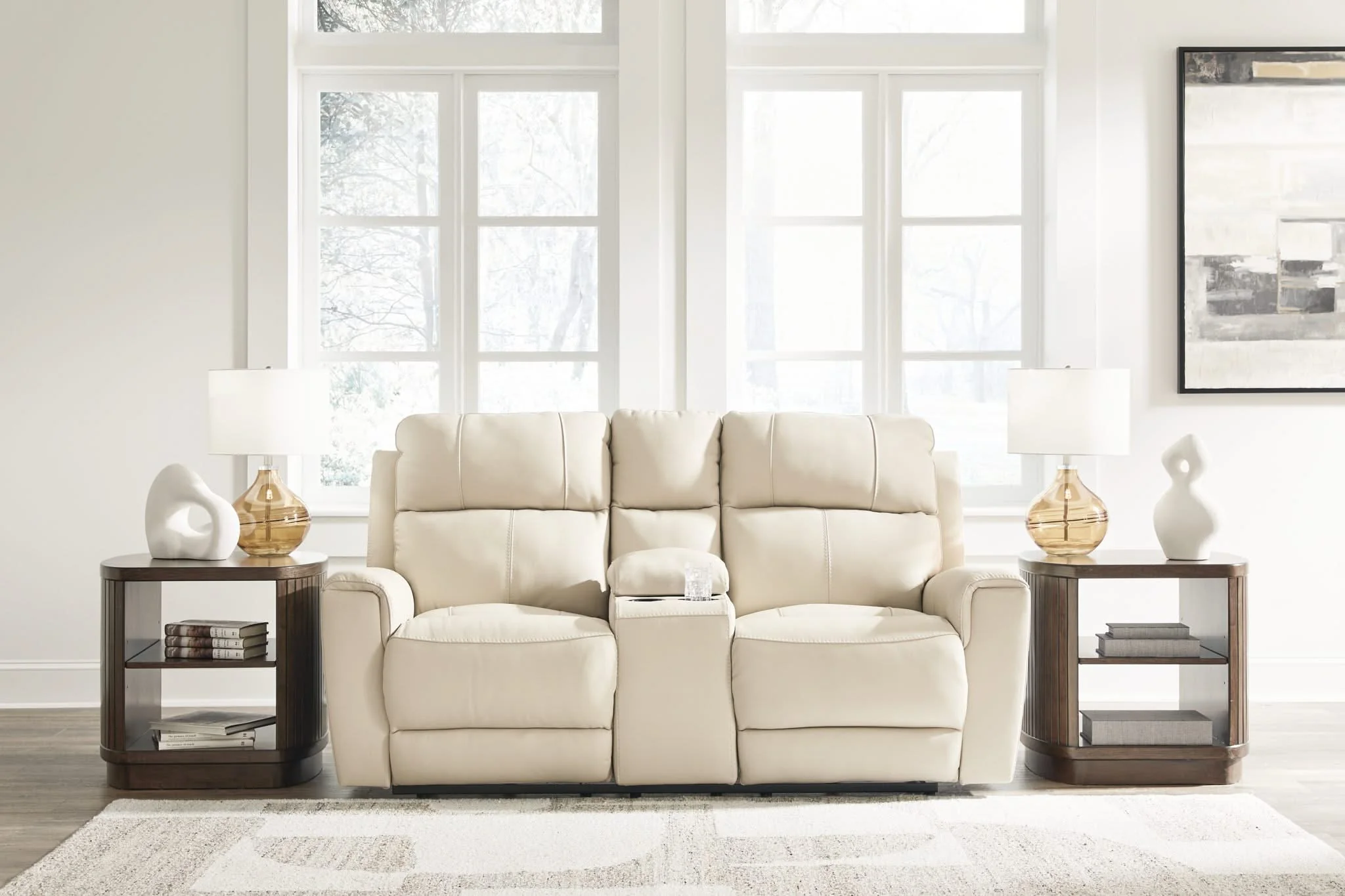 Dahlmoore - Dbl Power Reclining Loveseat With Console - Almond - Image 2