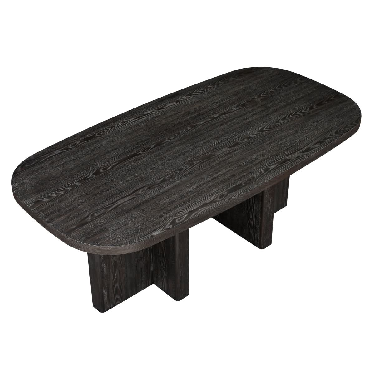 Danford Ebony Contemporary Dining Table with Textured Wood Grain Surface - Image 3