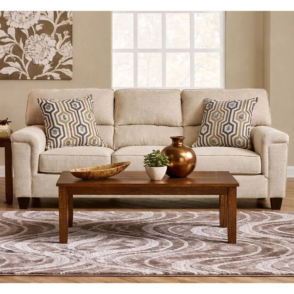 Dante Almond Beige Sofa and Loveseat Set with Plush Chenille Upholstery - Image 2