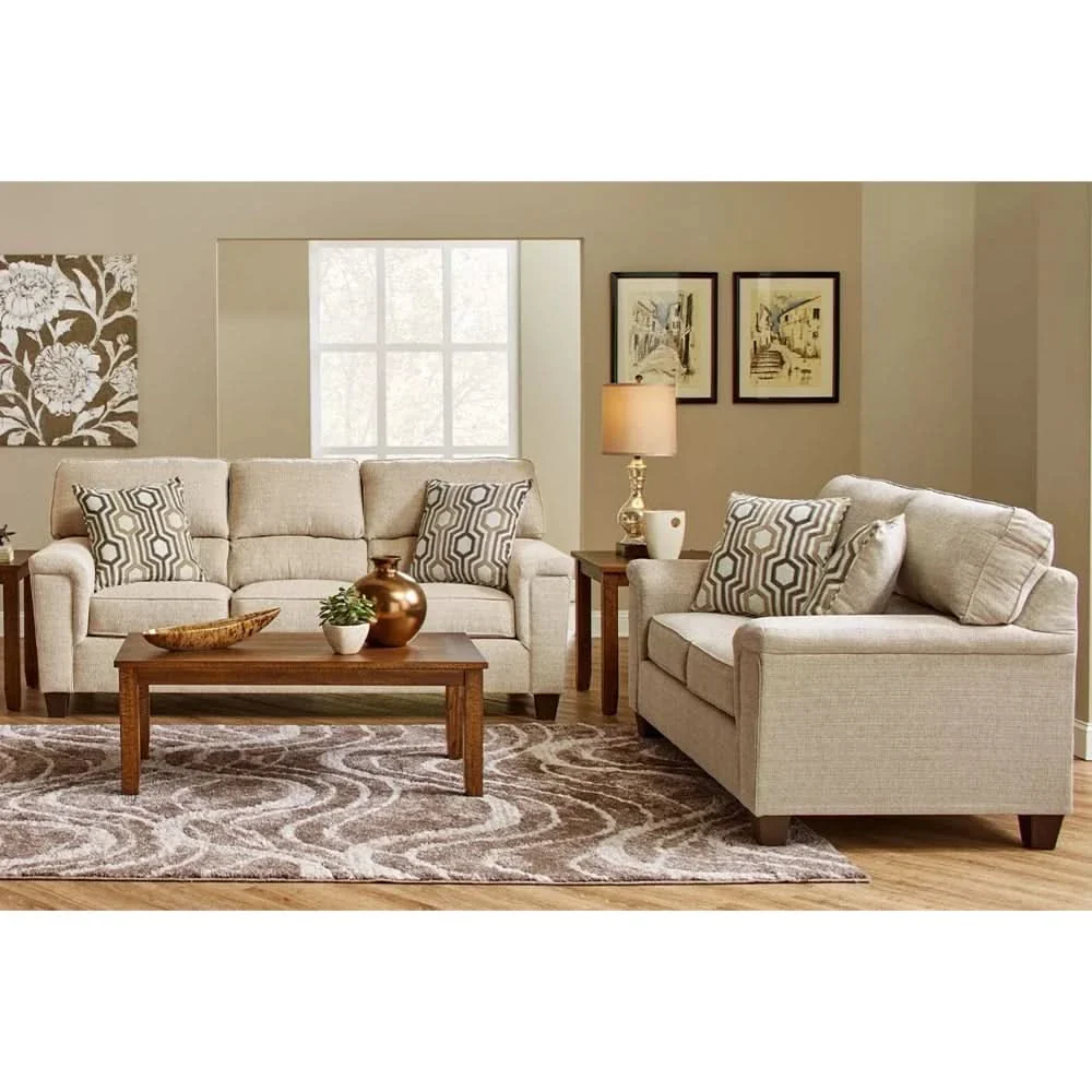 Dante Almond Beige Sofa with Plush Chenille Upholstery and Supportive Cushions - Image 2