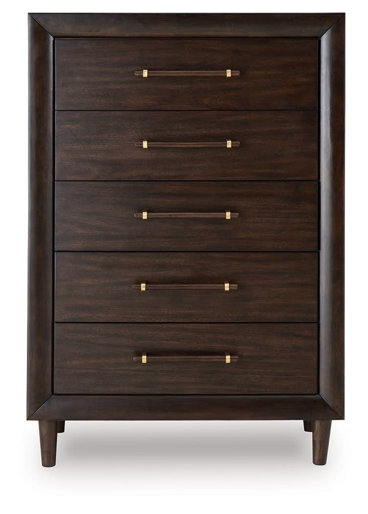 Dantenton - Five Drawer Chest - Merlot - Image 3