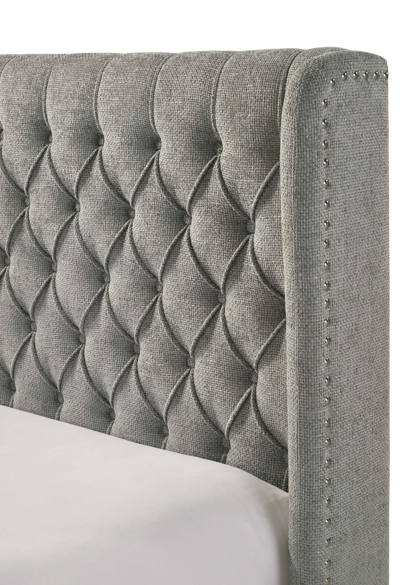 Daphne - King Bed - Light Gray Tweed - Image 2