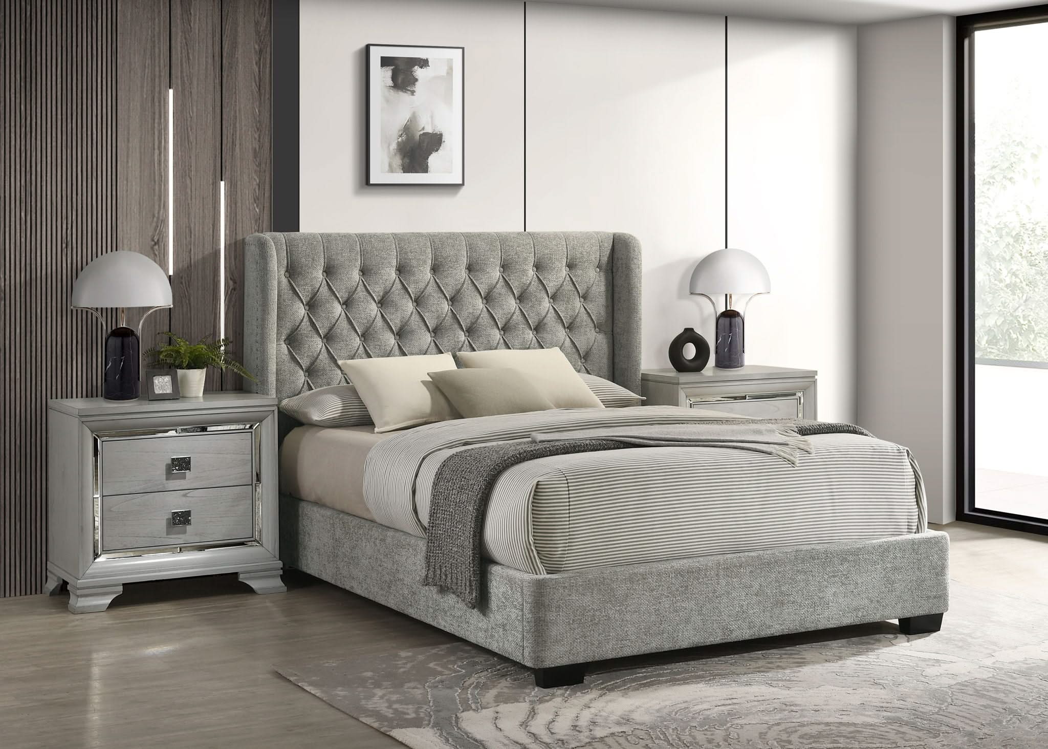 Daphne - King Bed - Light Gray Tweed - Image 3