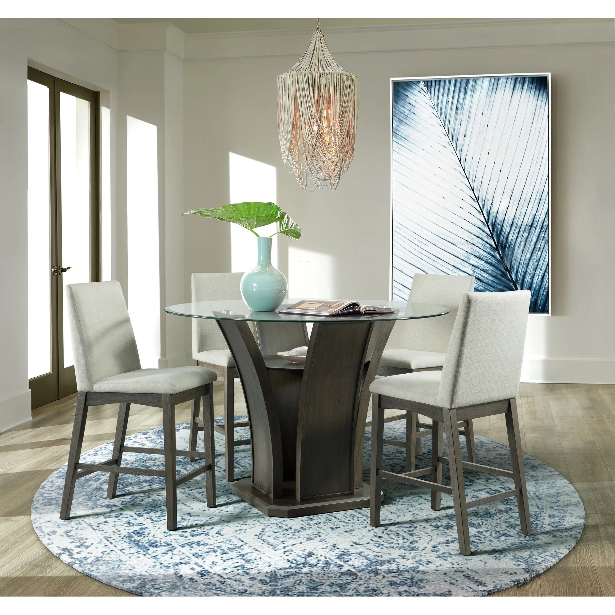 Dapper - 5 Piece Round Counter Height Dining Set (Table And Four Chairs) - Walnut - Image 4