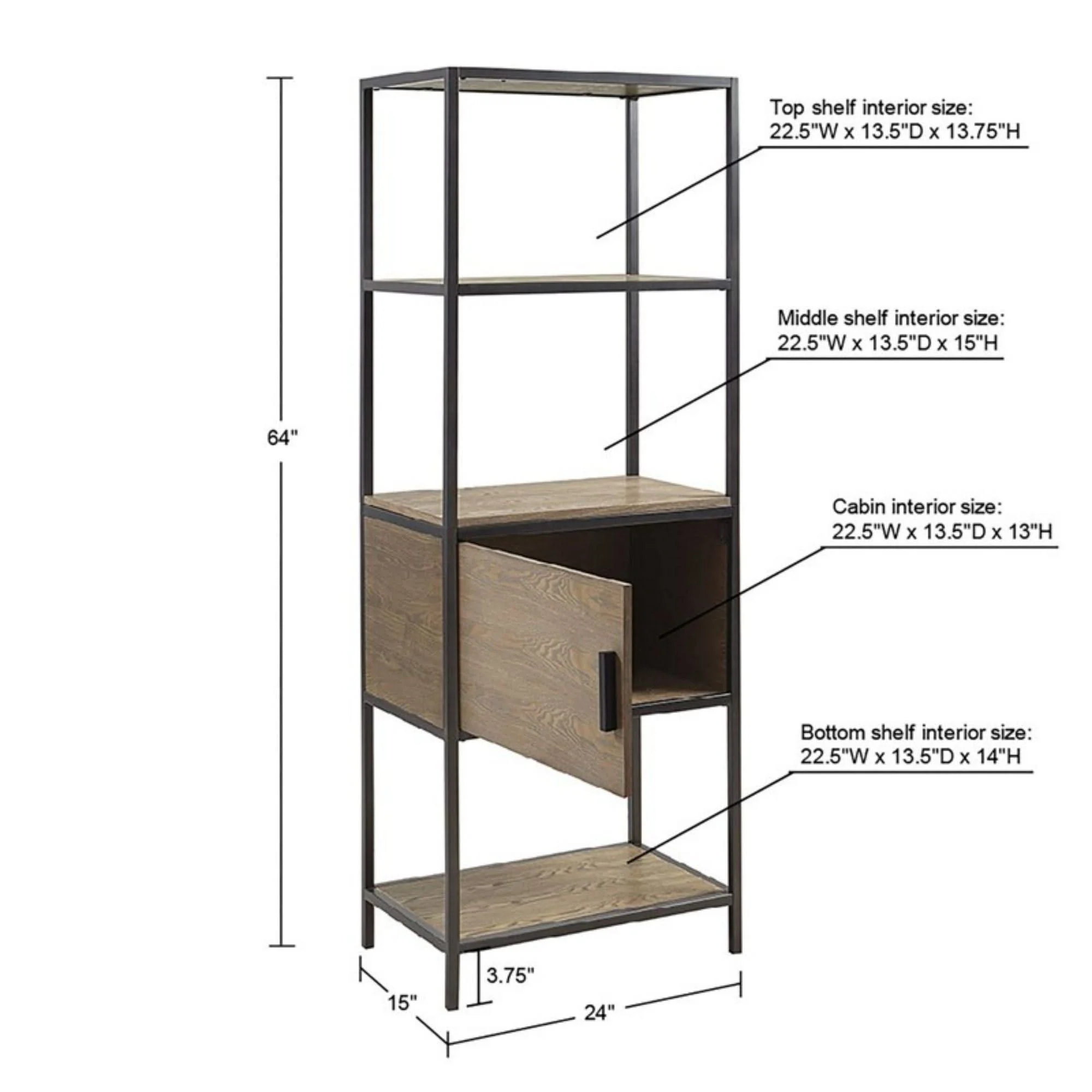 Darley - 3 Shelf Bookcase With Storage Cabinet - Gray - Image 4