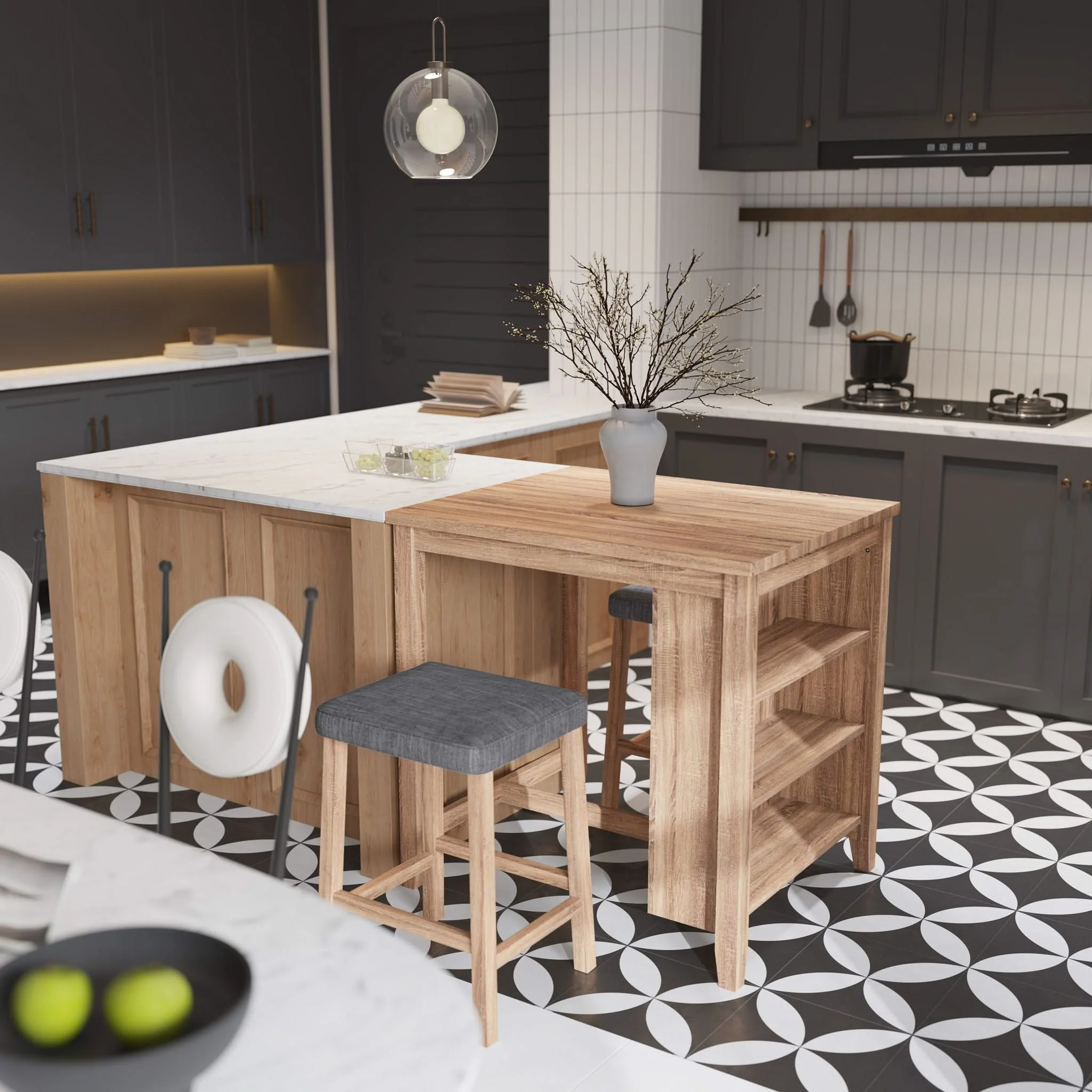 Dawson - 3 Piece Counter Height Table Set - Oak - Image 3