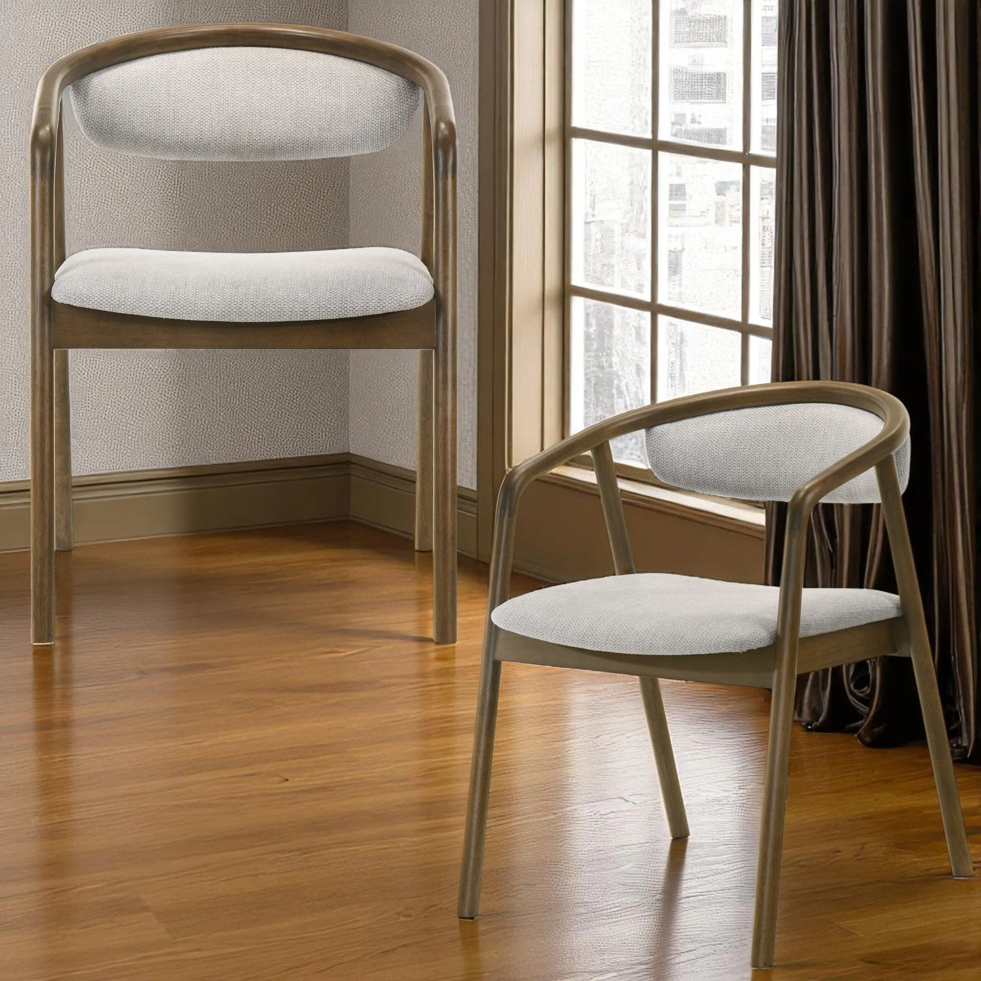 Delina - Side Chair - Gray / Walnut - Image 2