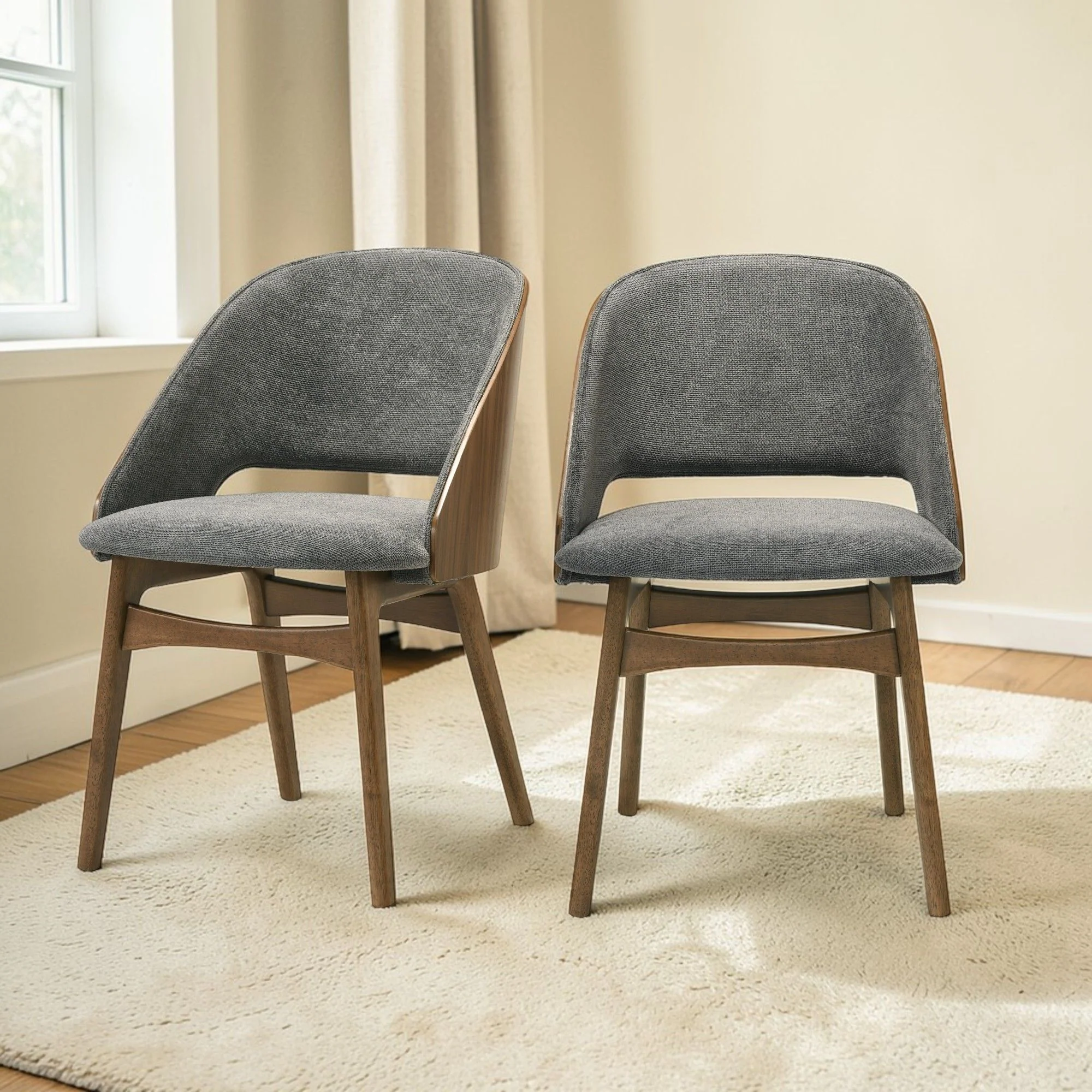 Delmon - Side Chair (Set of 2) - Gray / Walnut - Image 2