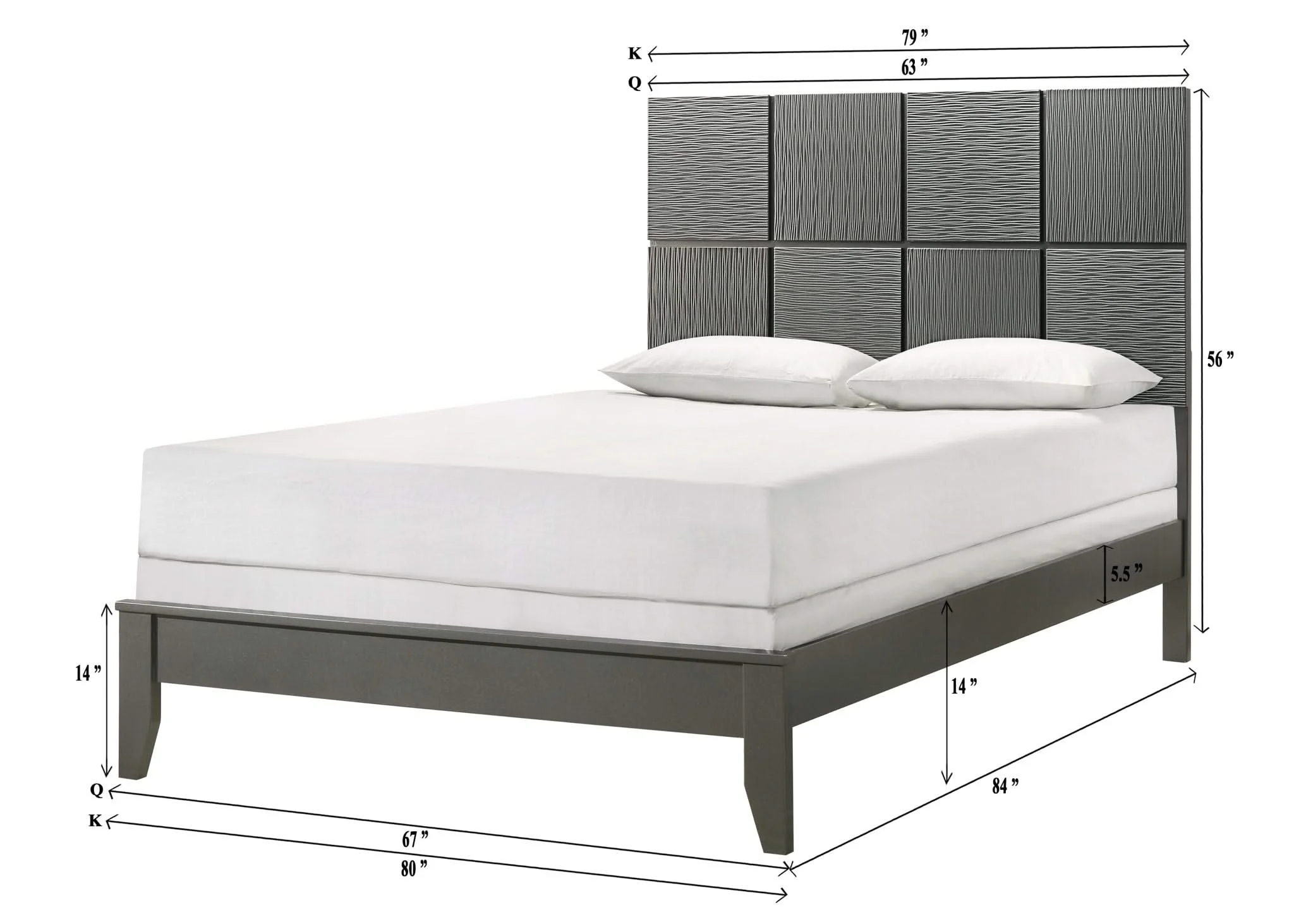 Denker - Queen Bed - Gun Metal - Image 2