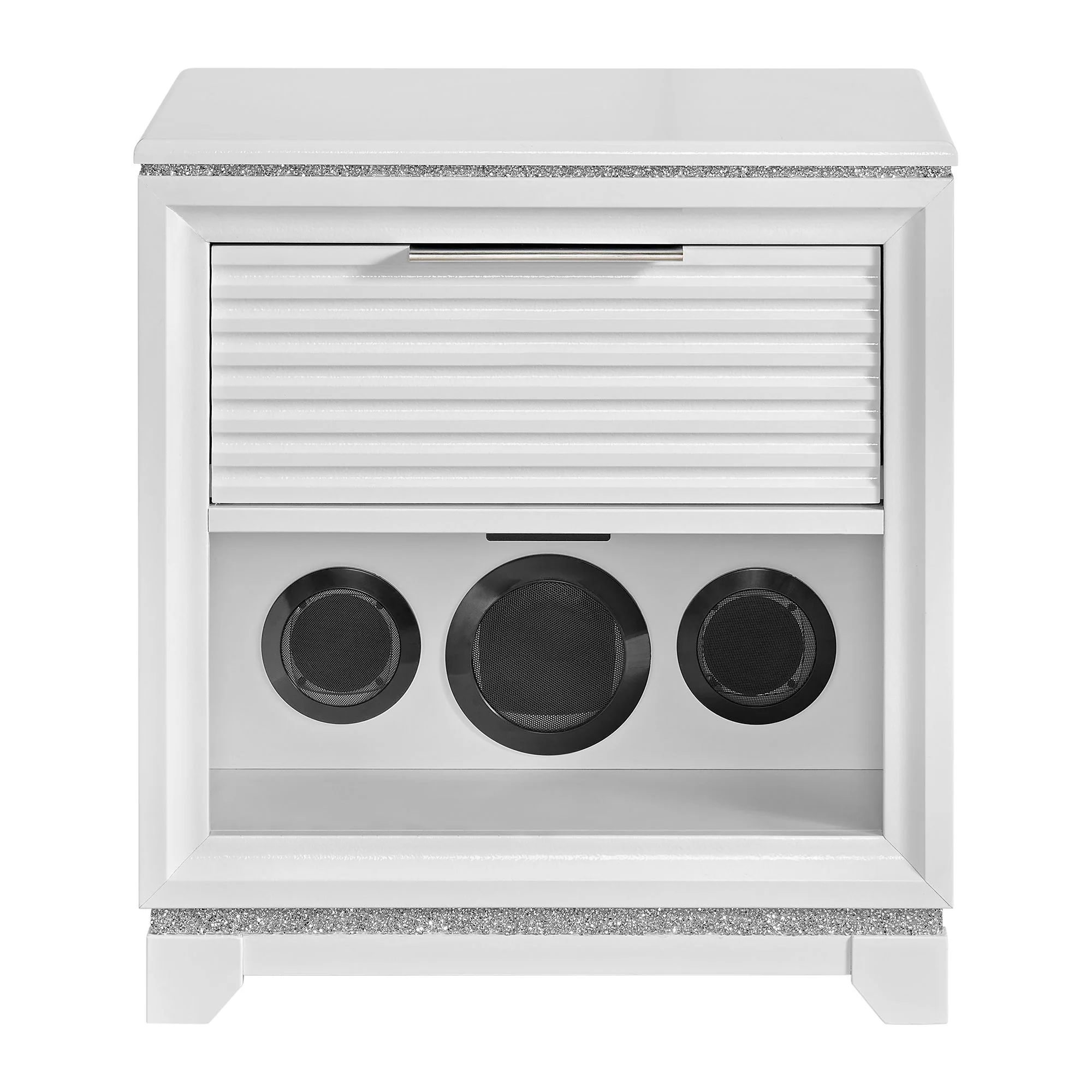 Denmark - 1-Drawer Nightstand With Speaker And USB - White - Image 2