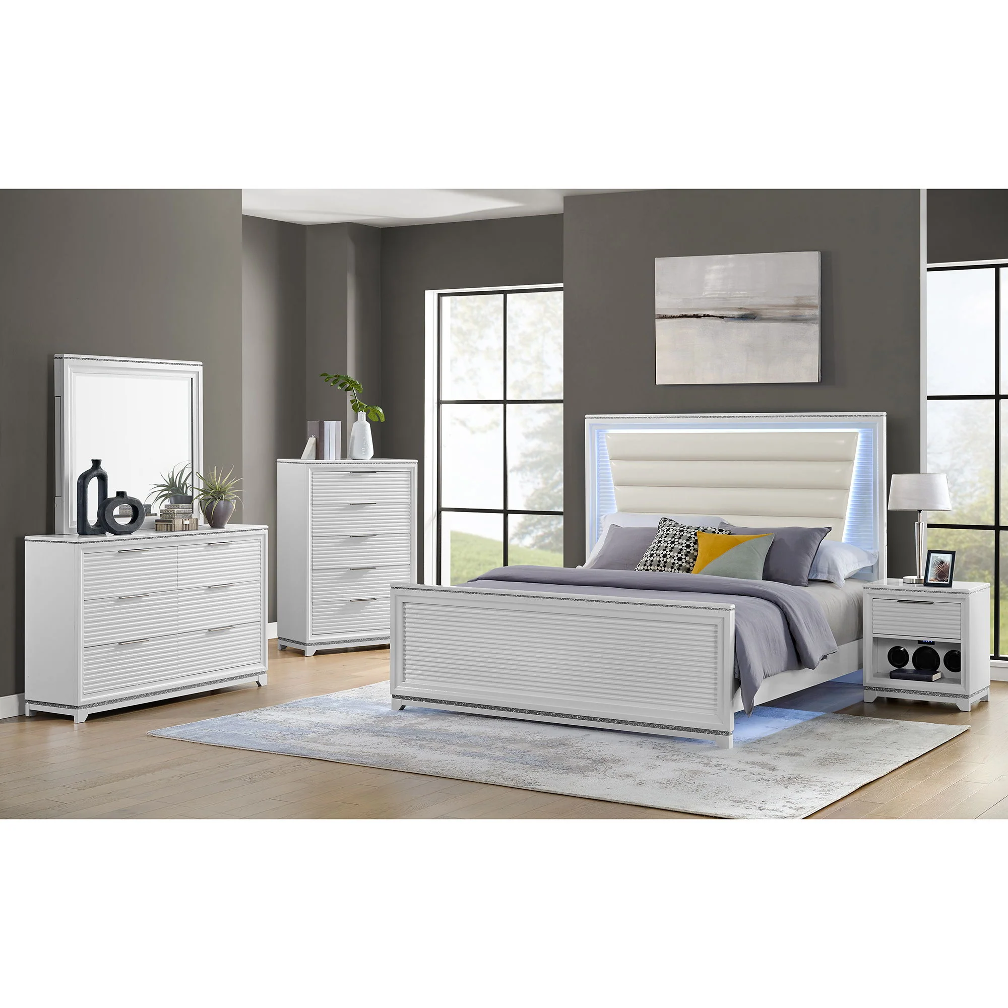 Denmark - 1-Drawer Nightstand With Speaker And USB - White - Image 3