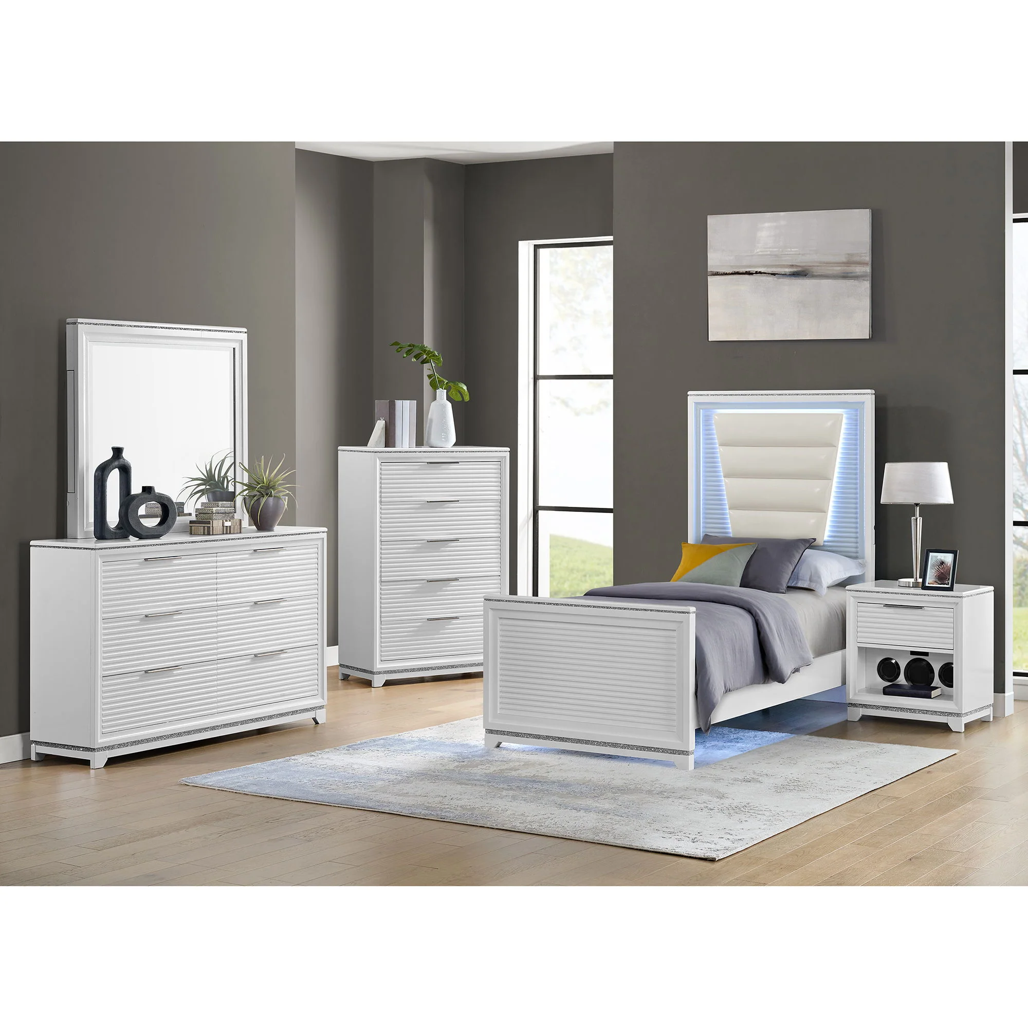 Denmark - 1-Drawer Nightstand With Speaker And USB - White - Image 4
