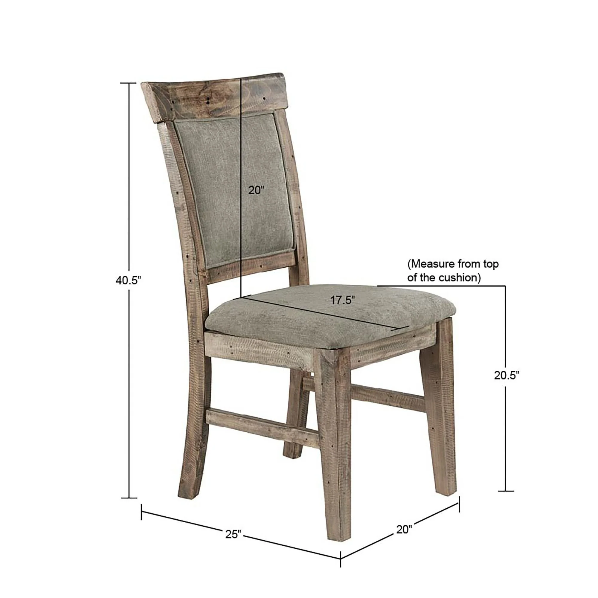 Dining Side Chair Set With Cushioned Back And Seat (Set of 2) - Weathered Gray / Natural - Image 2
