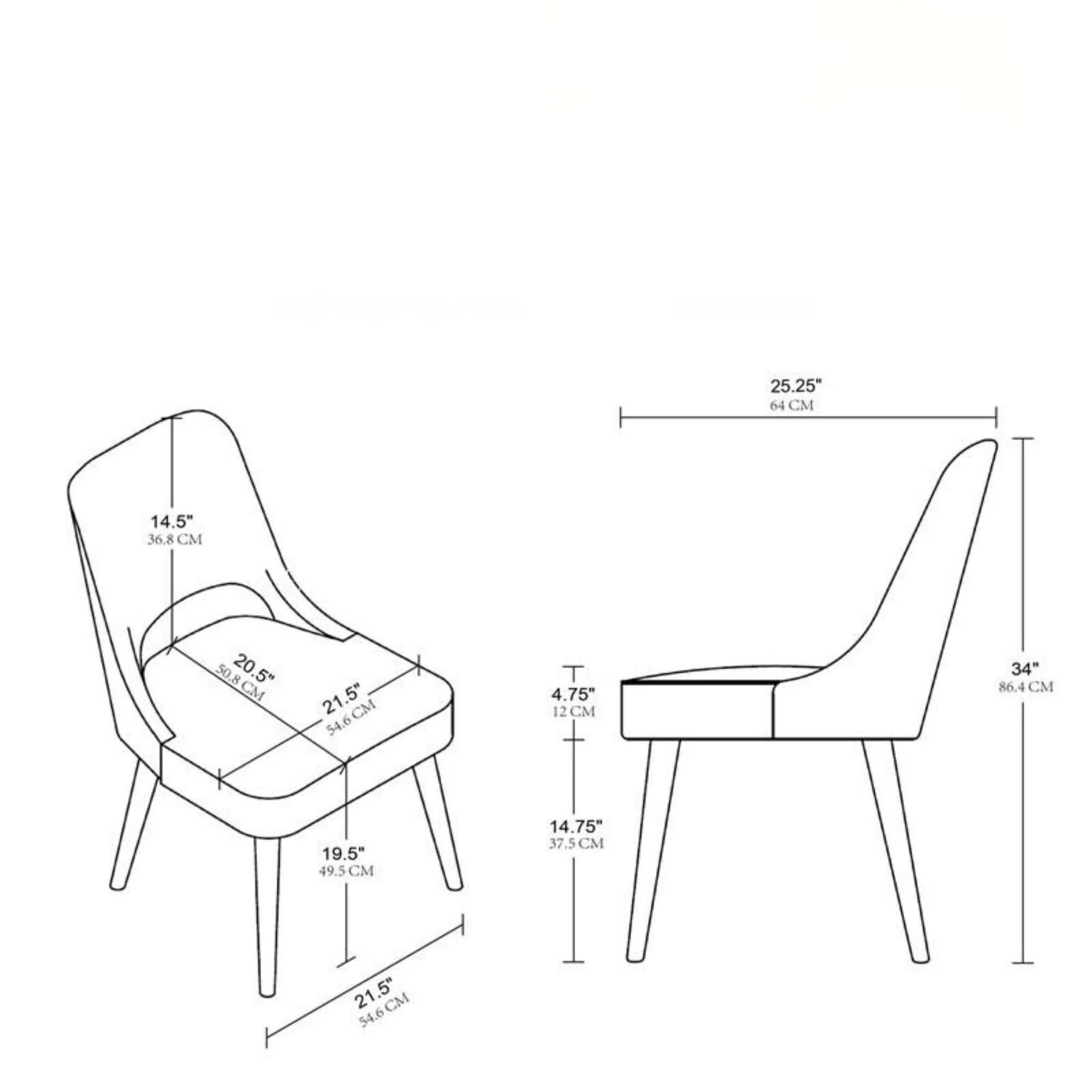 Dining Side Chair Upholstered Textured (Set of 2) - Navy - Image 4