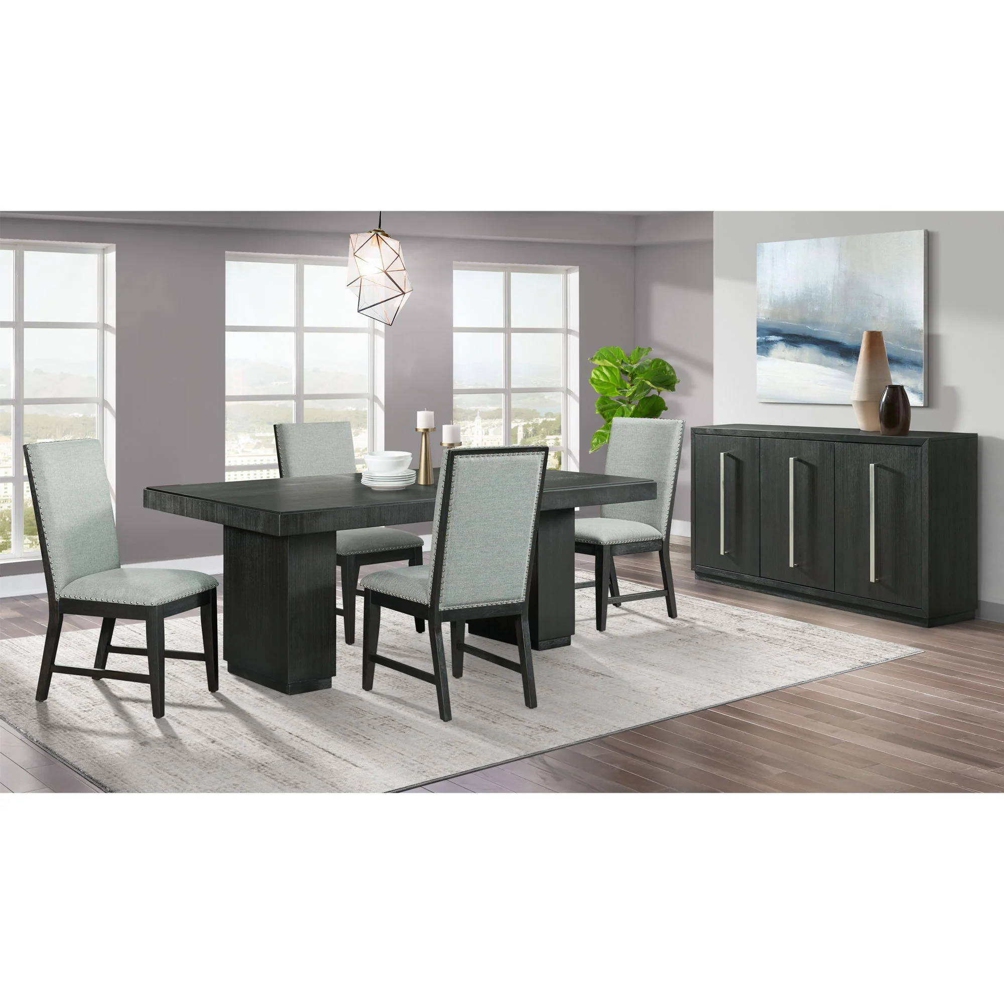 Donovan - Rectangular Standard Height Dining Table Top - Black - Image 3