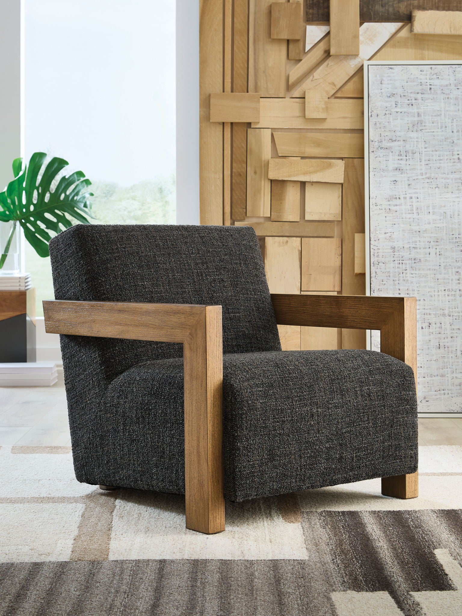 Dorney - Accent Chair - Charcoal / Brown - Image 4