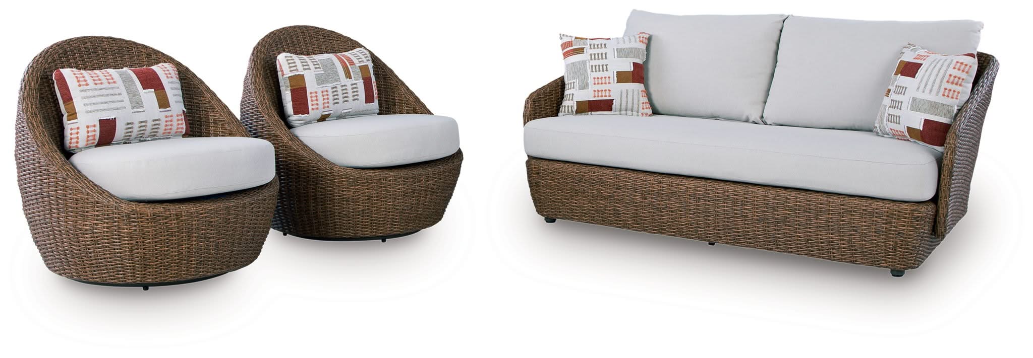 Double Point - Loveseat, Swivel Chairs Set (Set of 3) - Beige - Image 2