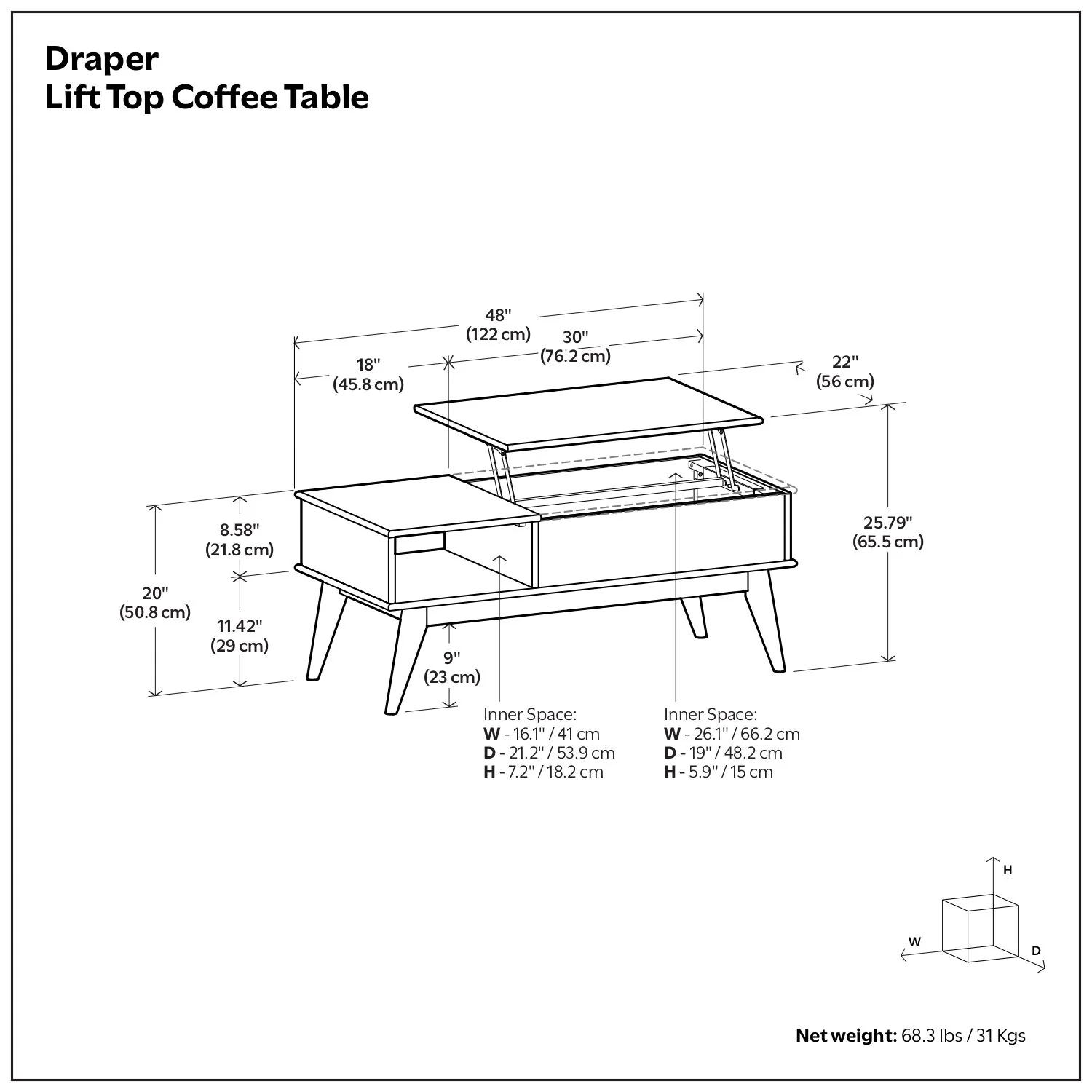 Draper - Lift Top Coffee Table - Teak - Image 2