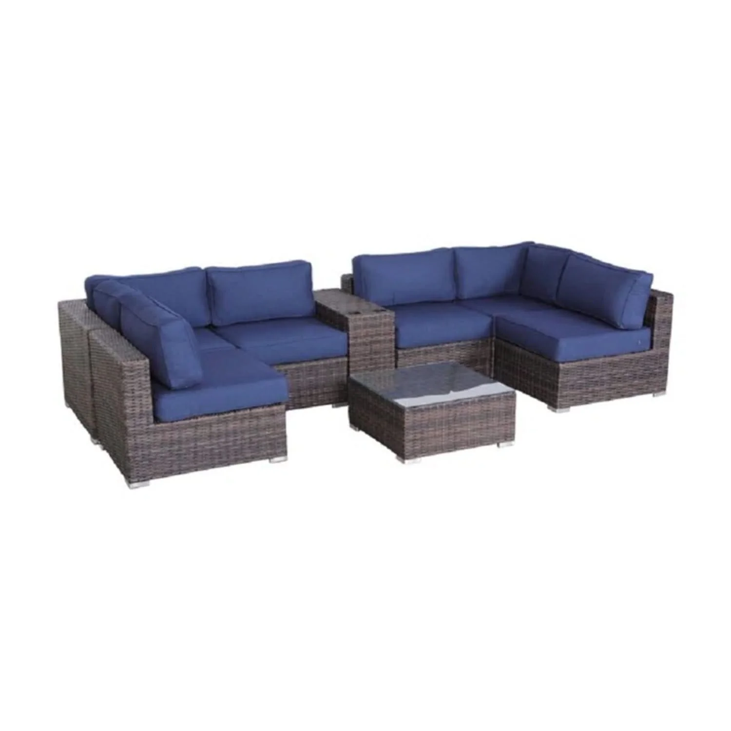 Elegant 4 Person Wicker Patio Seating Set With Cushions And Glass Top Table - Image 15