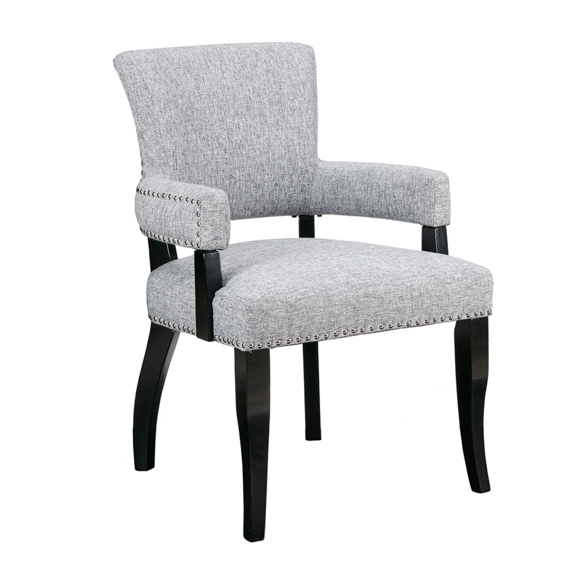 Elegant Arm Dining Chair With Brass Nail Head Detailing - Image 2