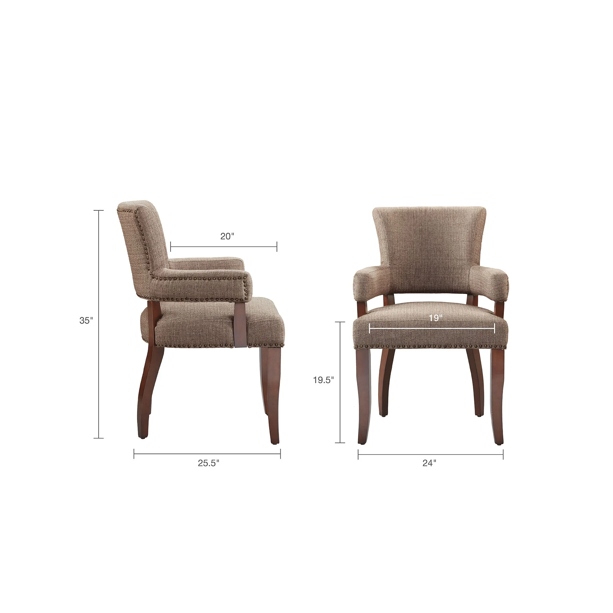 Elegant Arm Dining Chair With Brass Nail Head Detailing - Image 4