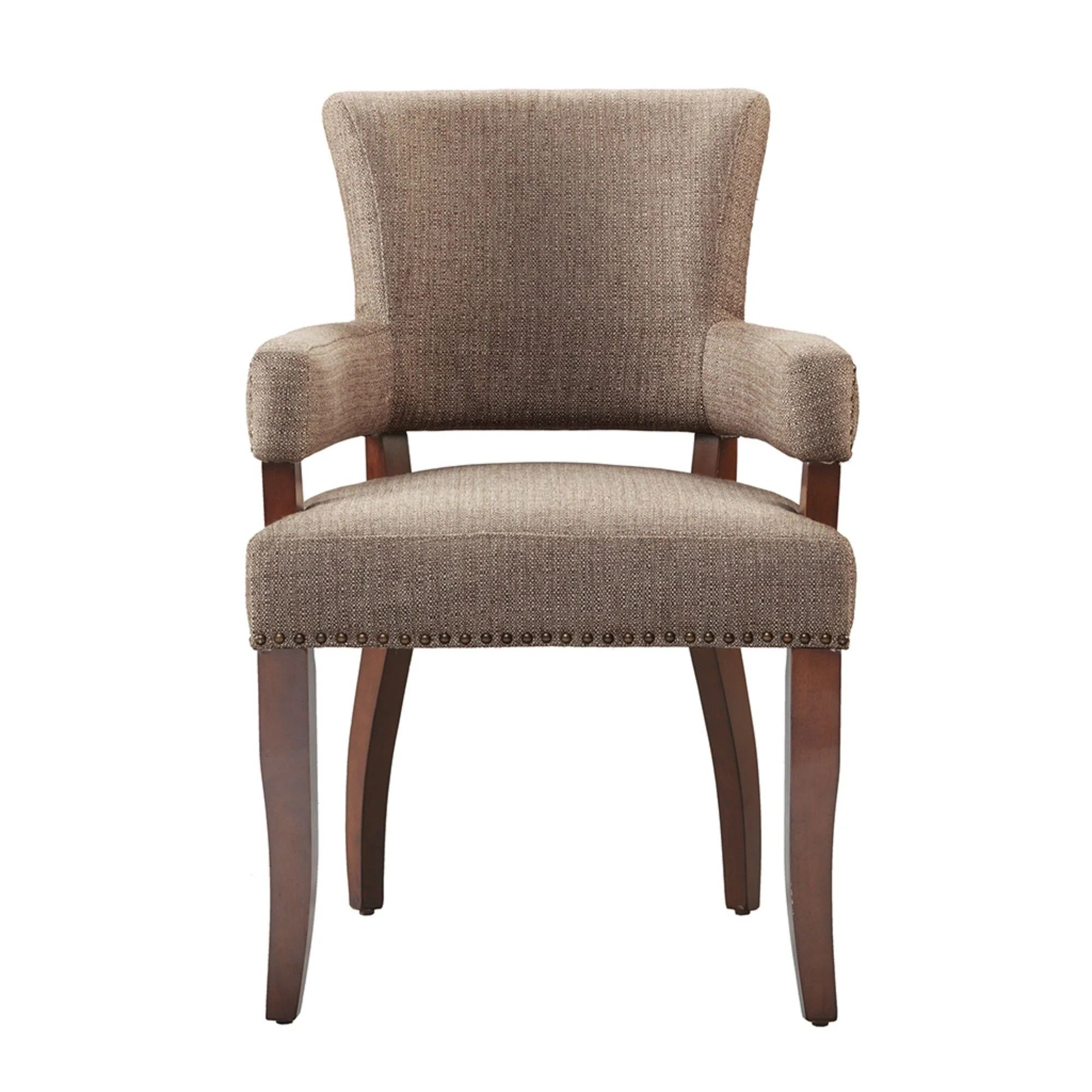 Elegant Arm Dining Chair With Brass Nail Head Detailing - Image 8