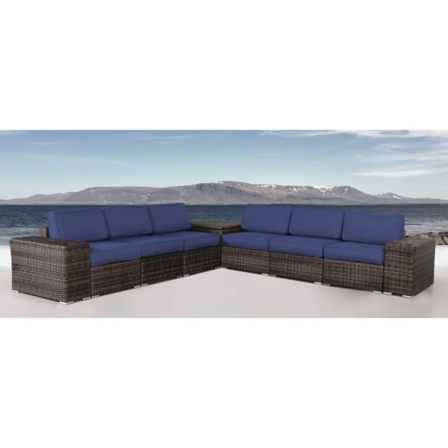 Elegant Outdoor Rattan Wicker 6 Person Seating Group With Cushions - Image 3