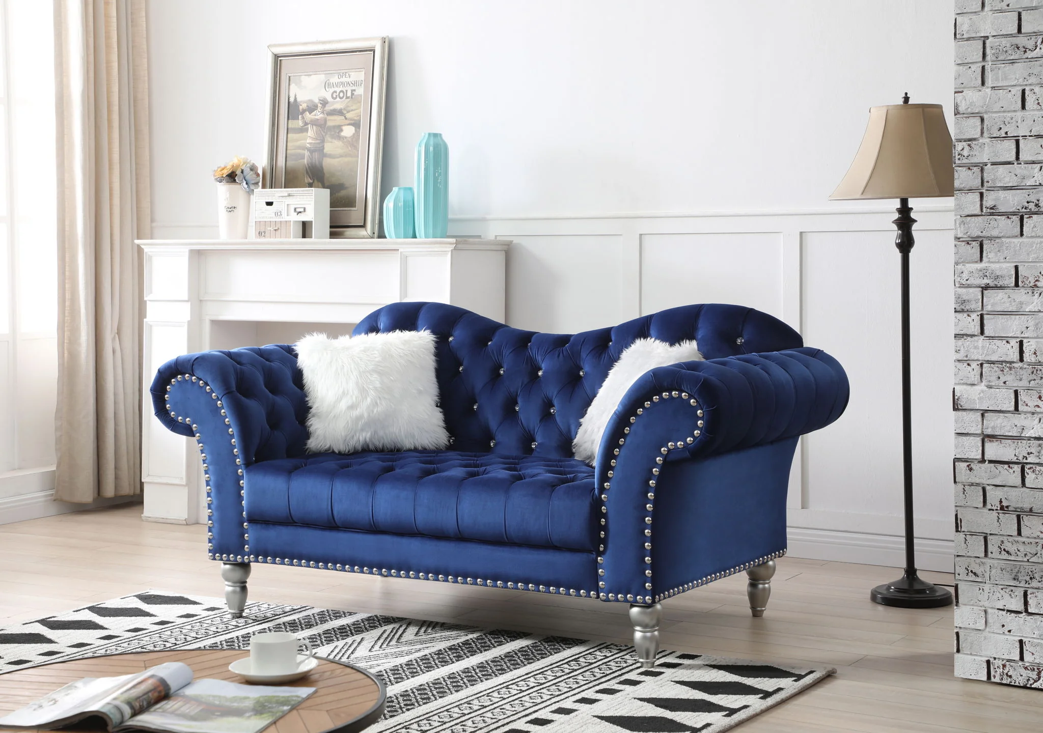 Elegant Round Arm Loveseat - Image 2