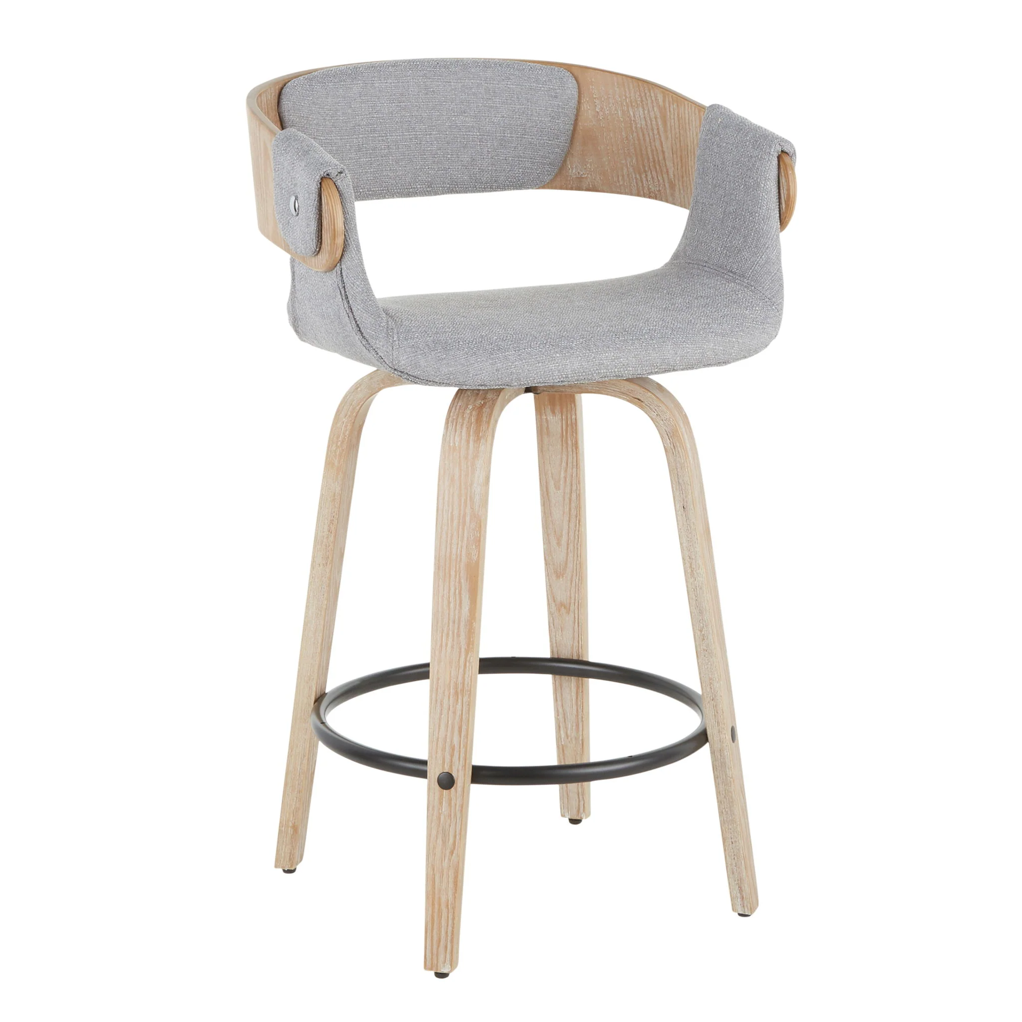 Elisa - Farmhouse Counter Stool (Set of 2) - White Washed / Gray - Image 2