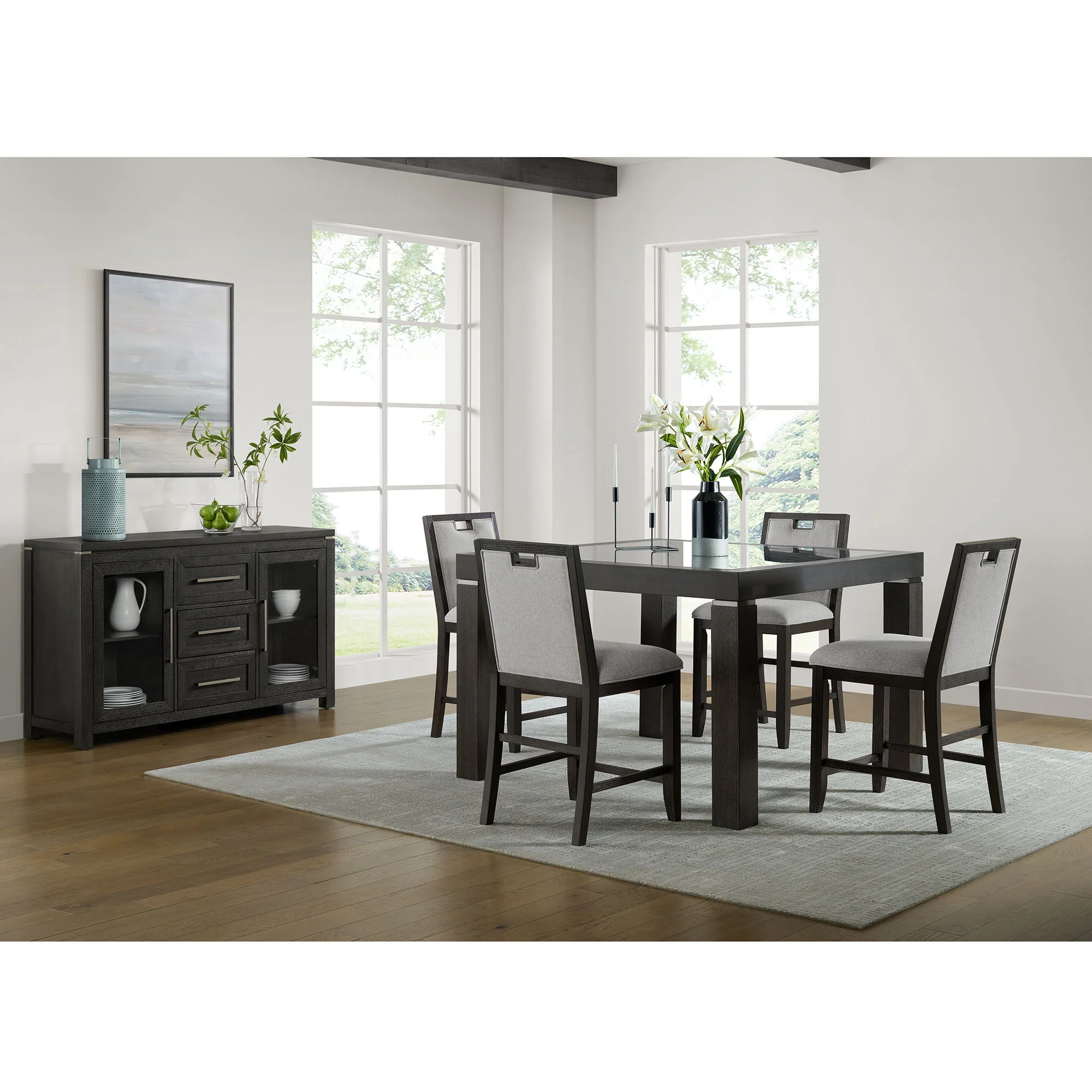 Elodie - Counter Table With Glass - Charcoal - Image 3
