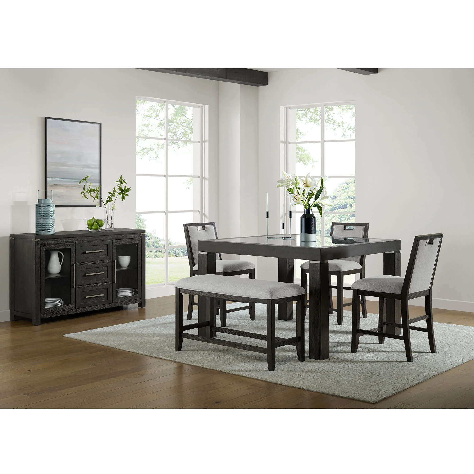 Elodie - Counter Table With Glass - Charcoal - Image 4