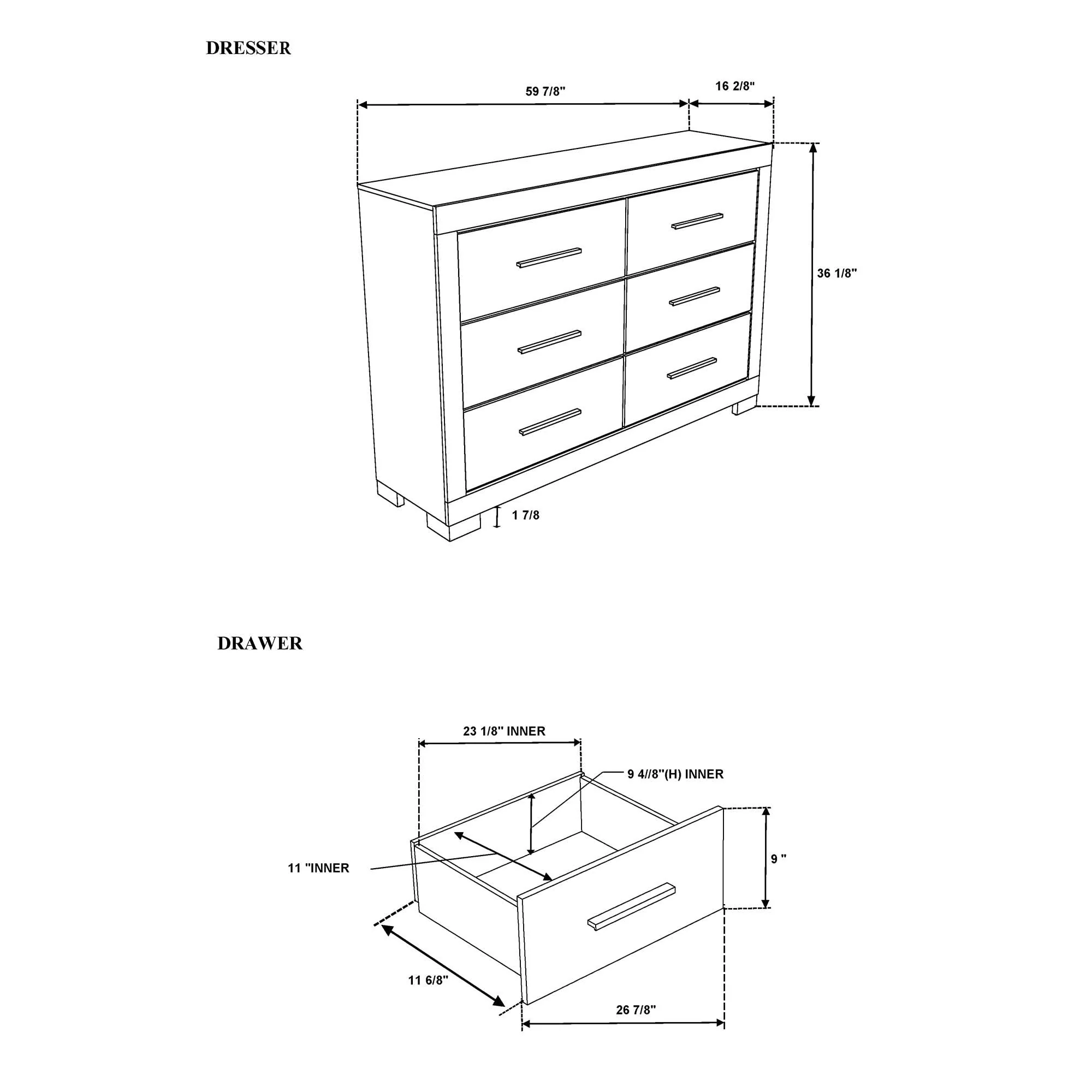 Elsa - 2 Toned And Dresser With Bar Handle And Construction - Image 6