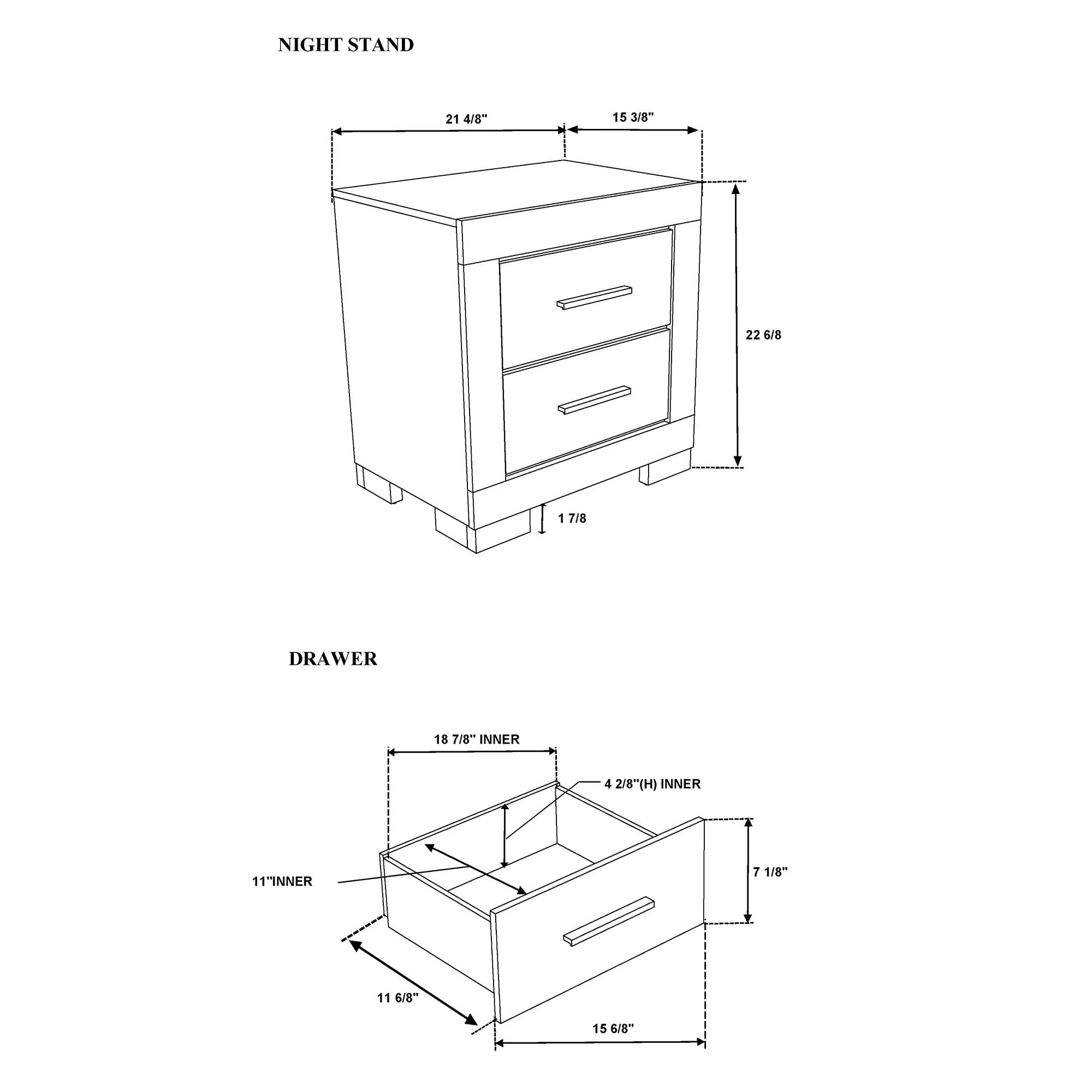 Elsa - 2 Toned Nightstand With Bar Handle And Spacious Drawers - Image 6