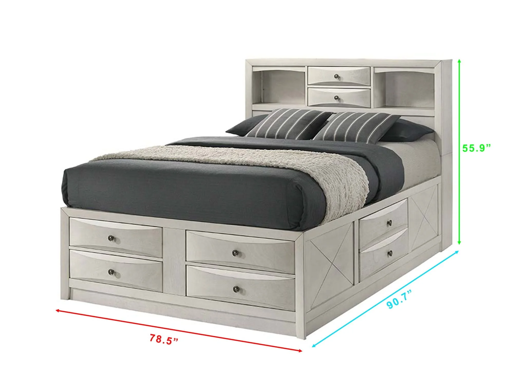 Emily - King Captains Bed - White - Image 3