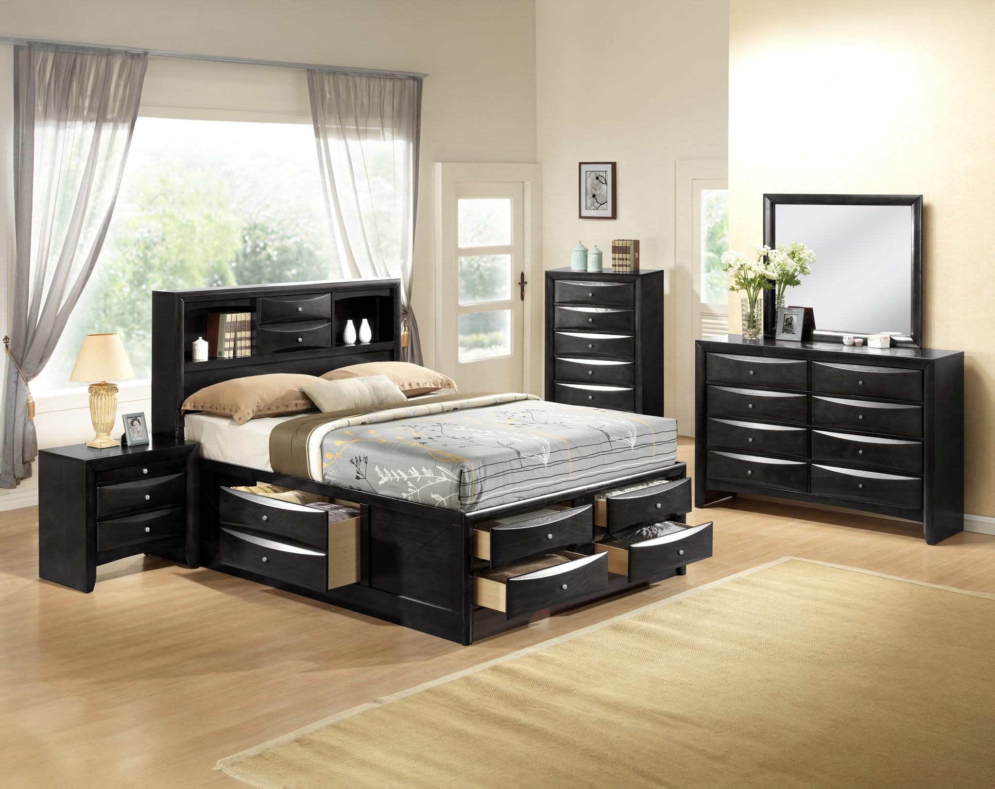 Emily - Queen 4 Piece Bedroom Set - Black
