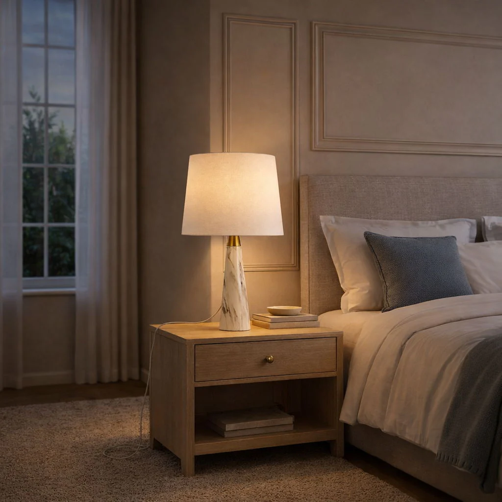 Enclave - Hydro Table Lamp With On / Off Switch Base Shade - Gold / White / White Marble - Image 3
