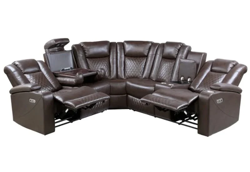 Encore Black 3-Piece Power Reclining Sectional with Power Headrests & Storage Console - Image 5