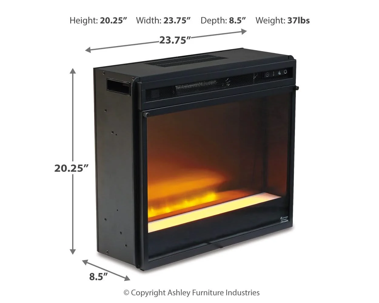 Entertainment Accessories - Fireplace Insert Glass/Stone - Black - Image 2