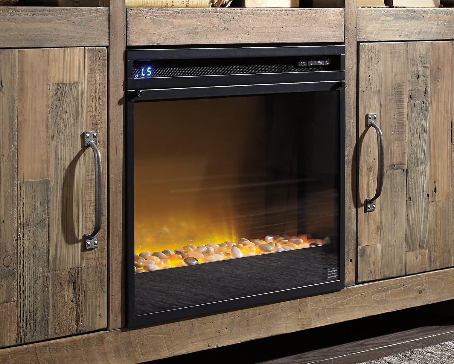 Entertainment Accessories - Fireplace Insert Glass/Stone - Black - Image 4