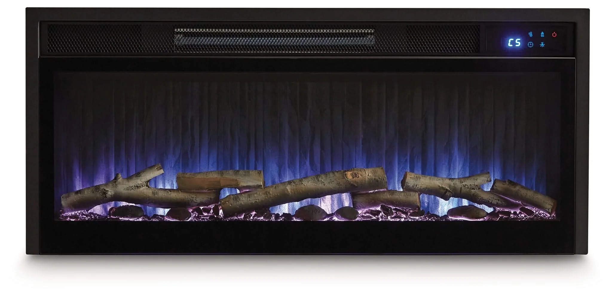 Entertainment Accessories - Fireplace Insert With Faux Birch Log Set - Black - Image 3