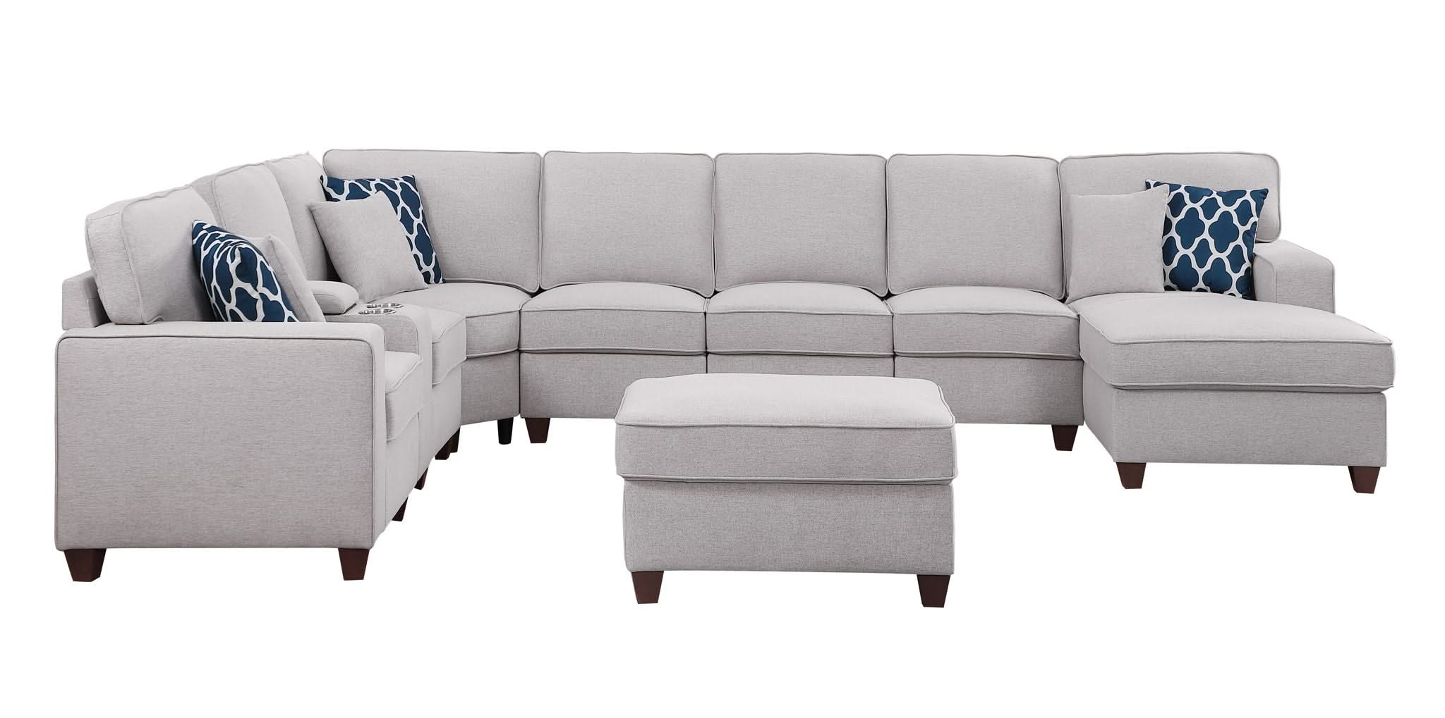 Eric - 9 Piece Upholstered Sectional With Ottoman - Image 4
