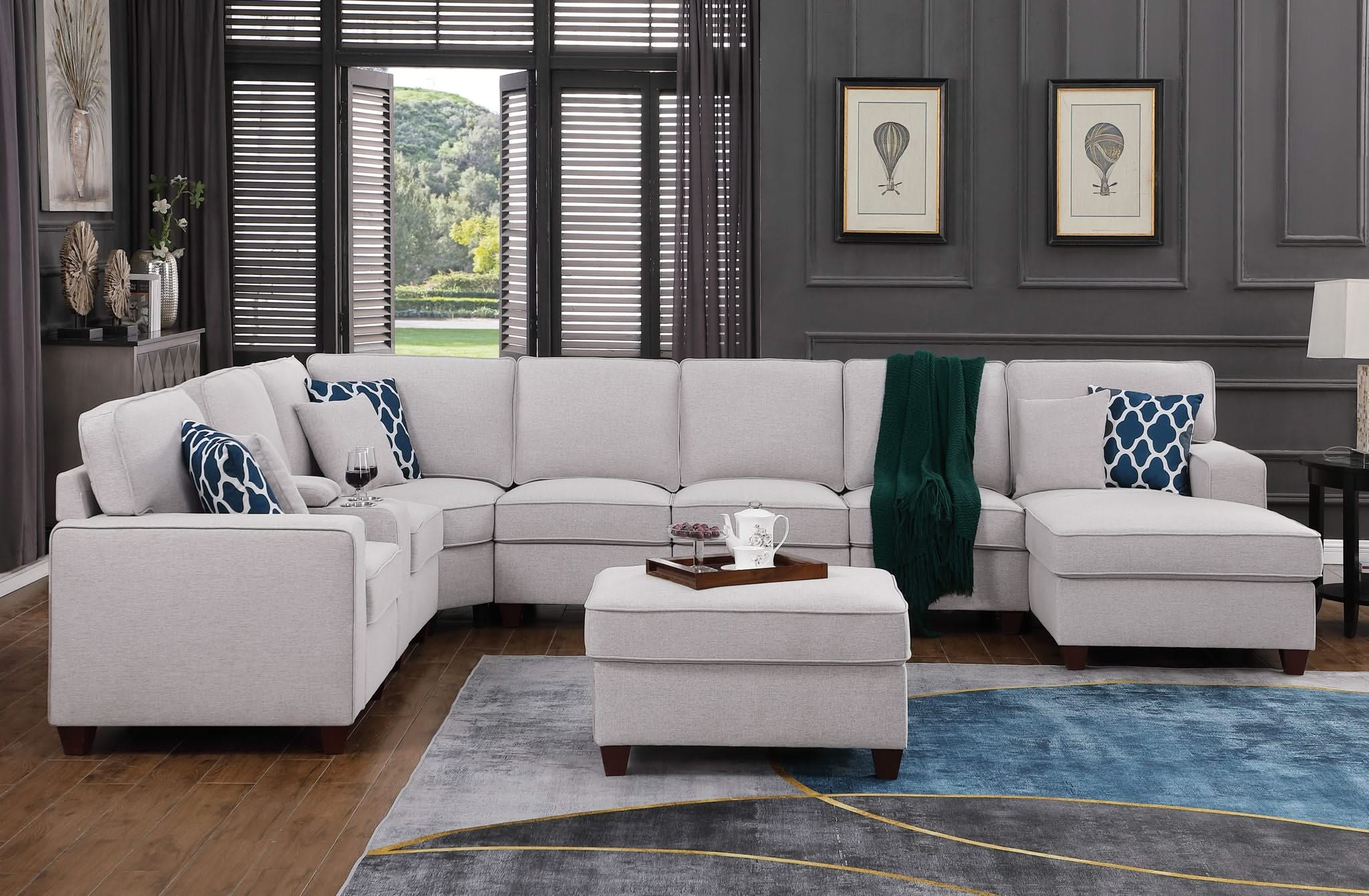 Eric - 9 Piece Upholstered Sectional With Ottoman - Image 7