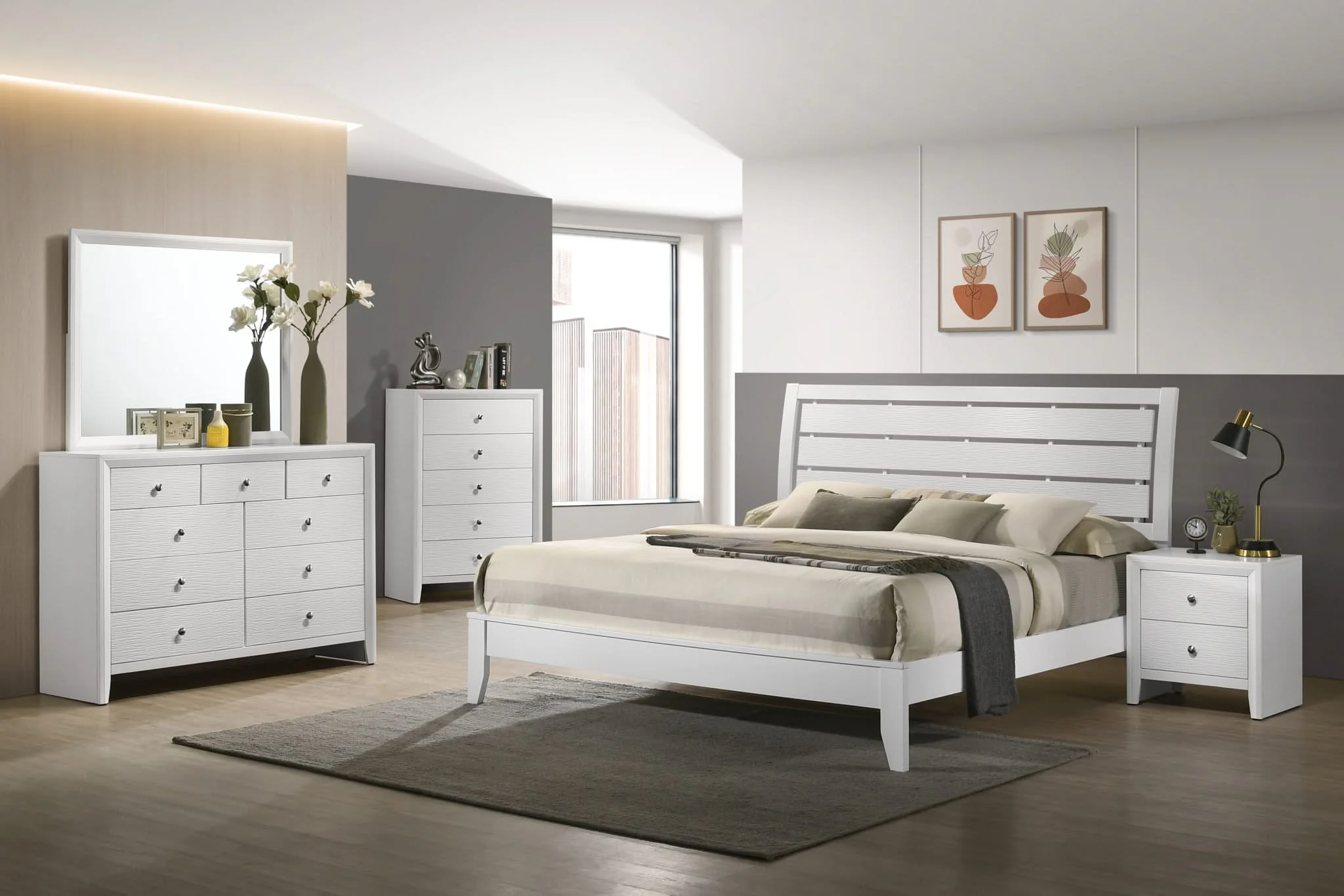 Evan - King 4 Piece Bedroom Set - White